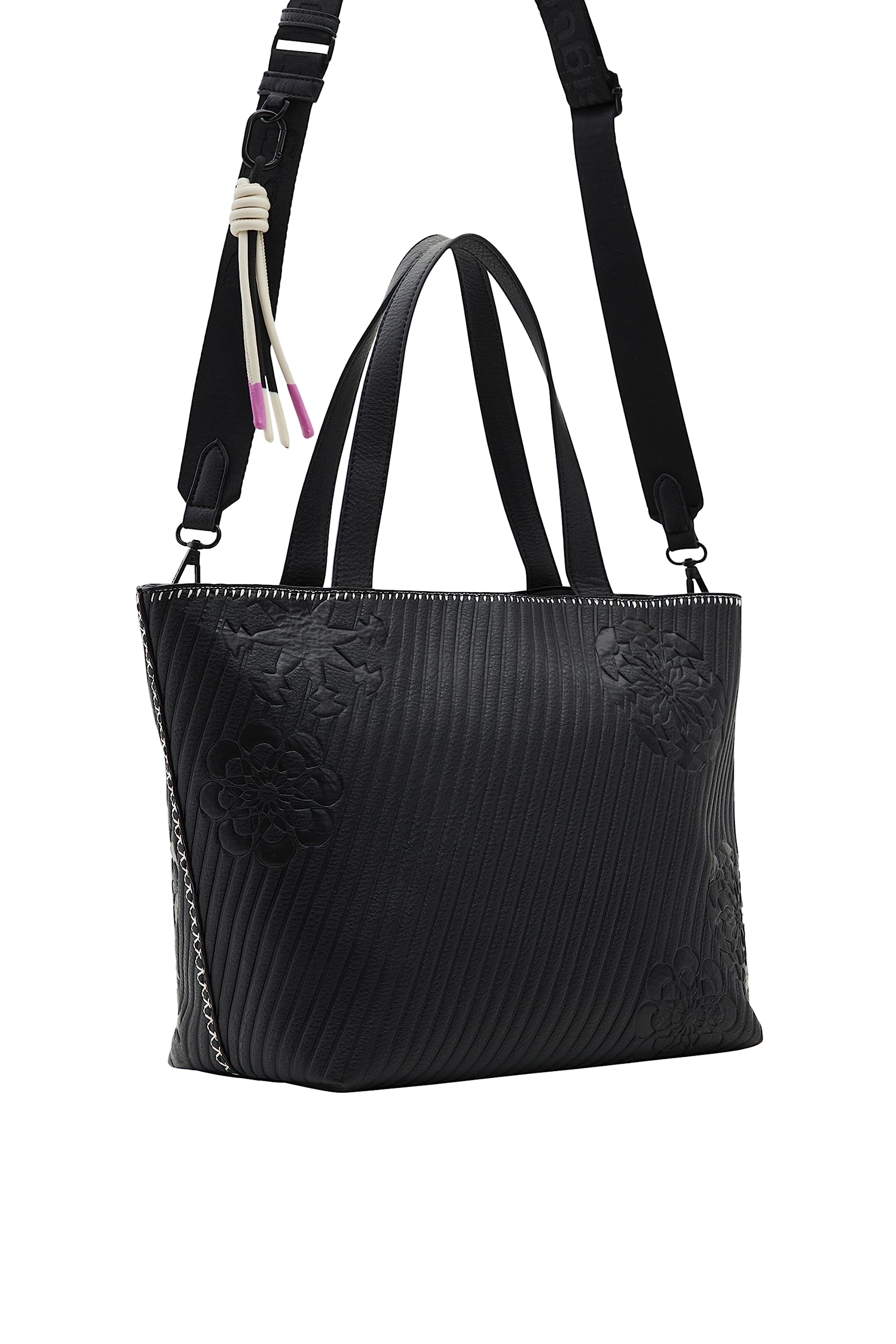 Desigual Women's PU Leather Shopping Bag - Stylish Black Handbag for Daily Use, Work & Travel