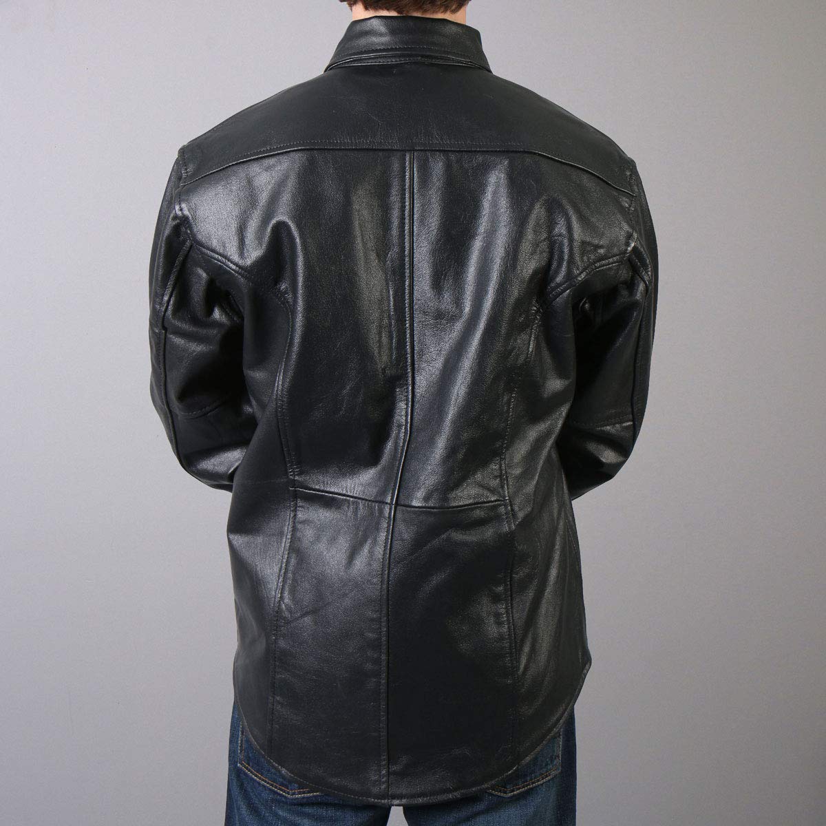 Premium Black Leather Shirt for Men - Genuine Leather Button-Up Shirt with Classic Fit - Perfect for Motorcycle Riding, Night Out & Casual Wear
