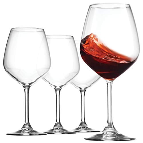 Premium Bormioli Rocco 18oz Crystal Clear Red Wine Glasses Set of 4 - Laser Cut Rim for Enhanced Wine Tasting Experience - Elegant Party & Restaurant Quality Glassware - Perfect for Dinner Parties, Wine Tasting Events & Home Entertaining