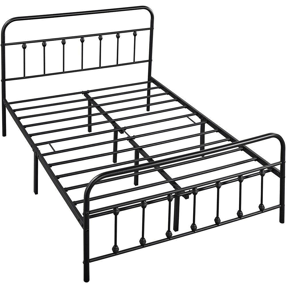 StateOJ Black Metal Platform Bed Frame with Headboard & Footboard - Twin, Full, King Size Mattress Foundation | Sturdy Bedroom Furniture for Modern Homes & Guest Rooms