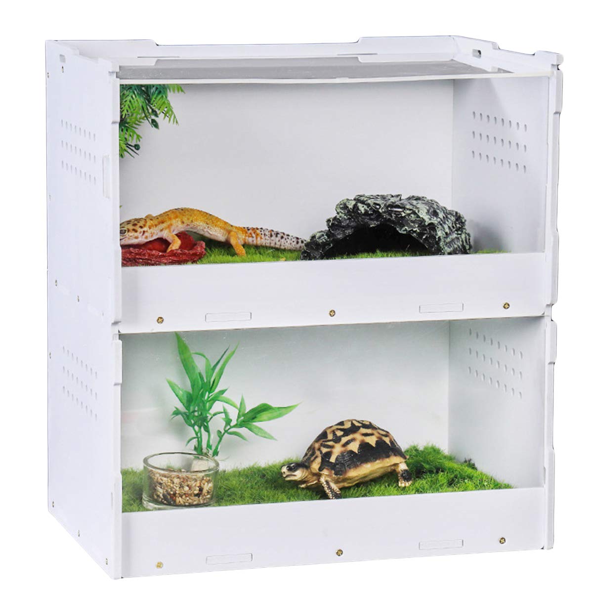 Acrylic Reptile Breeding Box - Double-Deck Reptile Cage for Lizards & Geckos | Feeding & Hatching Container | Ideal for Pet Reptile Habitat & Breeding