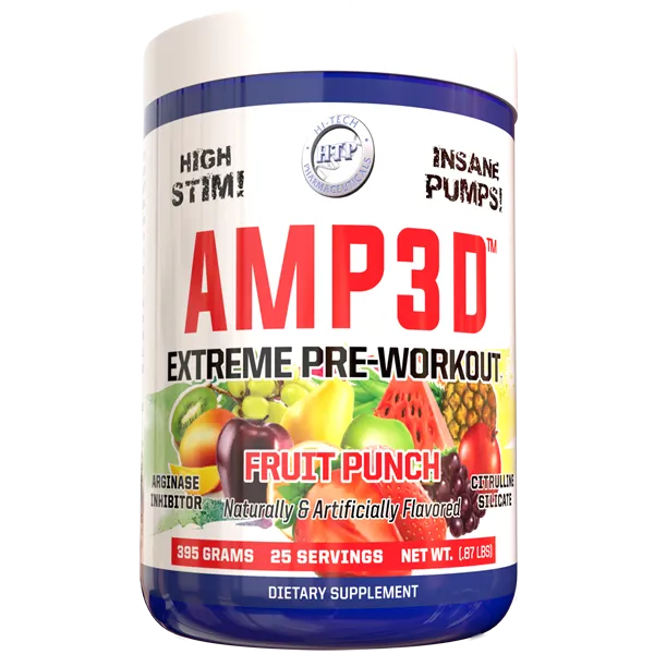 Hi-Tech Pharmaceuticals AMP3D - Premium Pre-Workout Supplement for Energy & Muscle Growth | Ideal for Gym, Bodybuilding & Fitness Training