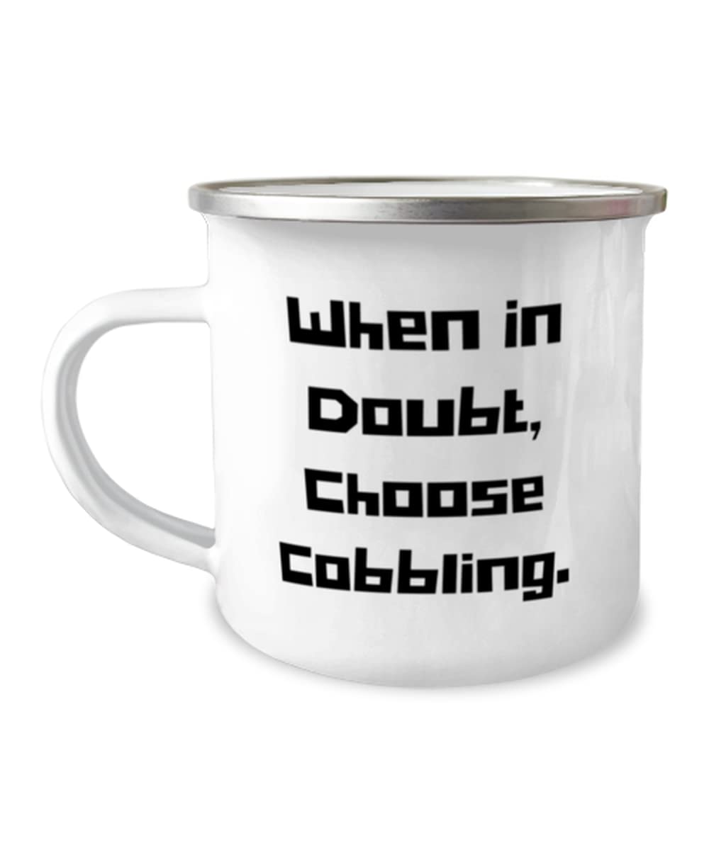12oz Cobbling Camper Mug - Insulated Stainless Steel Travel Coffee Cup with Lid - Unique Gift for Camping, Hiking & Outdoor Enthusiasts - Perfect for Hot & Cold Beverages on the Go