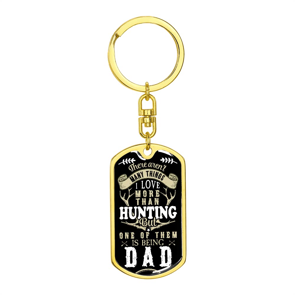 Personalized Engravable Dog Tag Keychain for Dad - Custom 'My Hunter Dad' Gift with Gift Box - Perfect for Father's Day, Birthday & Hunting Trips