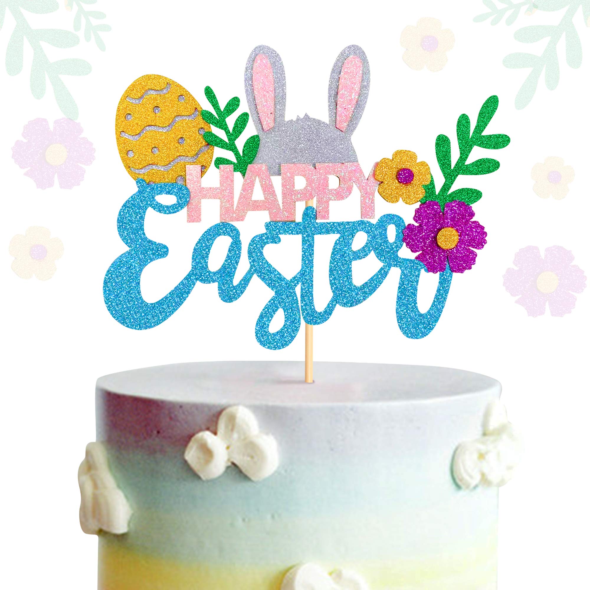 Easter Bunny Cake Topper - Happy Easter Rabbit Cake Decor for Easter Party, Birthday, Baby Shower & Spring Celebrations - 1pc Adorable Bunny Cake Decoration