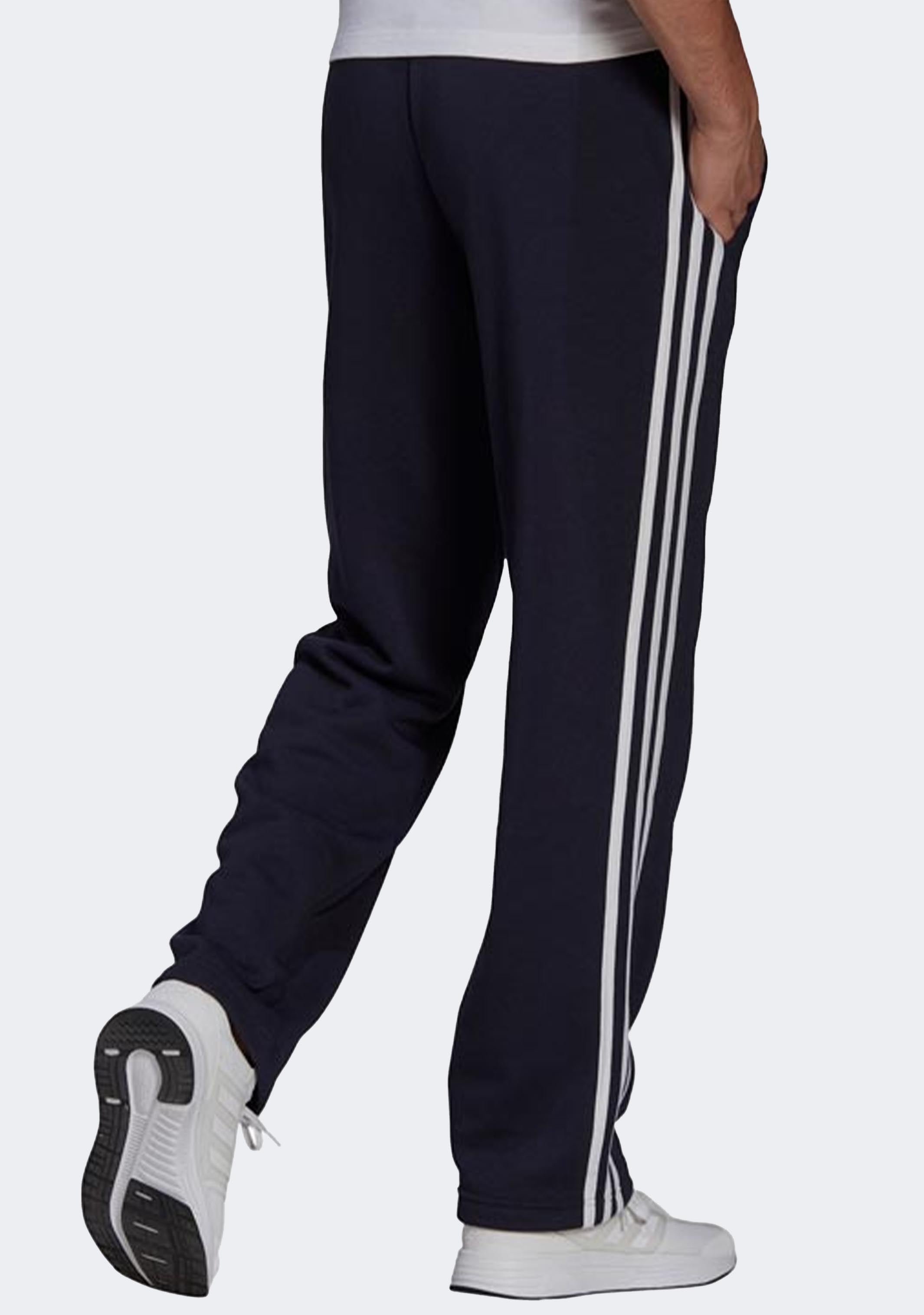 Adidas Men's 3 Stripes Essentials Fleece Open Hem Sweatpants - Comfortable Athletic Joggers for Running, Gym & Casual Wear