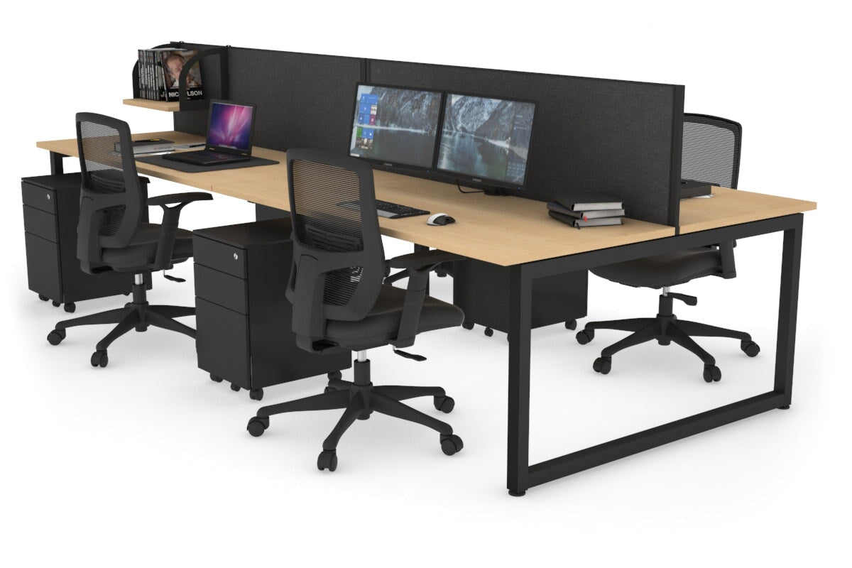 Quadro Loop Legs 4 Person Office Workstation Desk - 1800L x 700W - Modern Collaborative Workspace Solution for Team Projects & Office Meetings