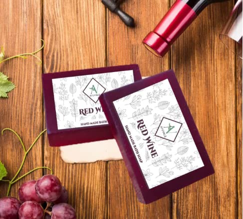 AYUVALE Handmade Red Wine & Charcoal Neem Soap Bar - Natural, Vegan, Chemical-Free (120g x 3 Pack) for Acne Treatment & Skin Detox | Perfect for Sensitive Skin & Daily Cleansing Routine