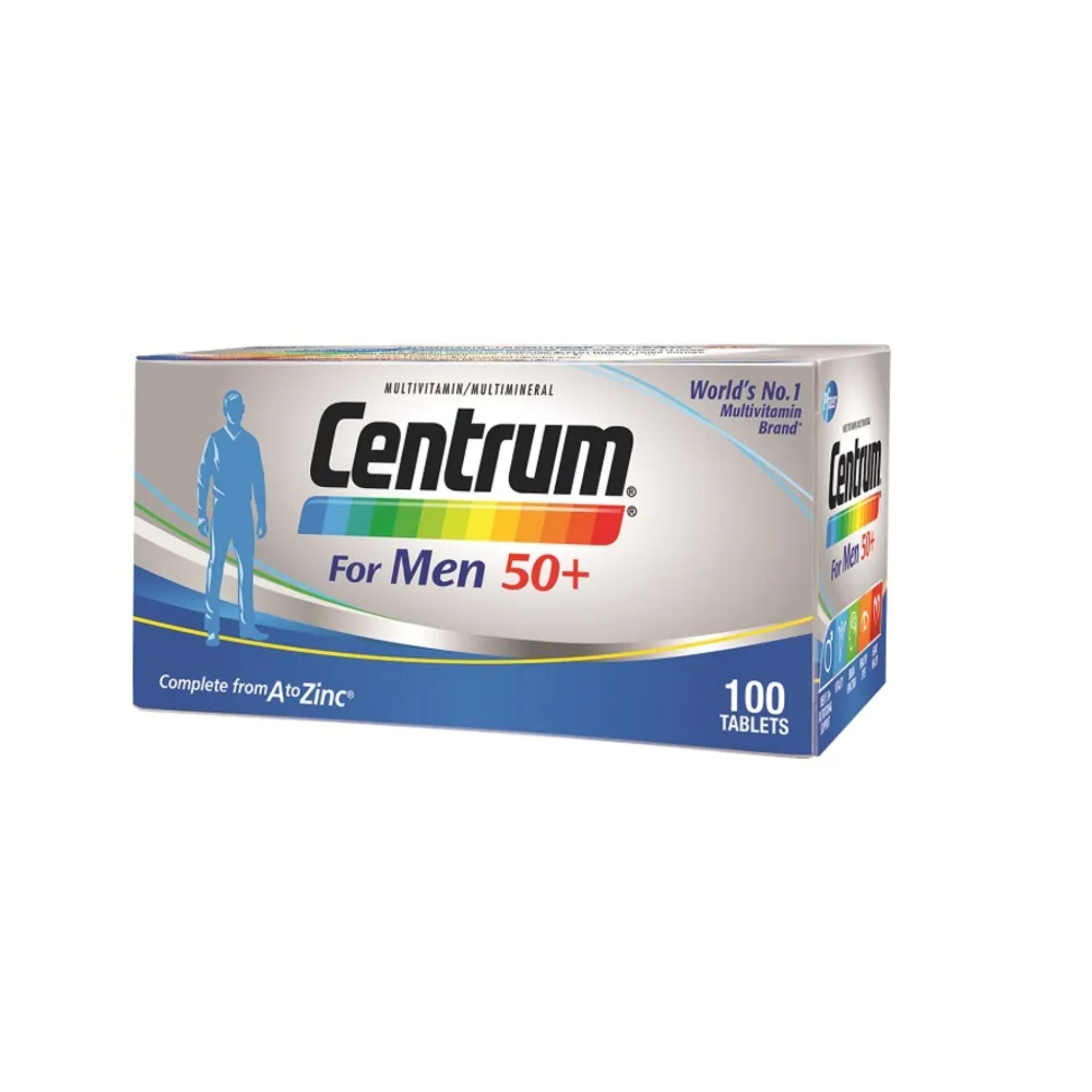 Centrum Multivitamin for Men 50+ | 100 Tablets | Daily Immune Support & Energy Boost for Active Seniors
