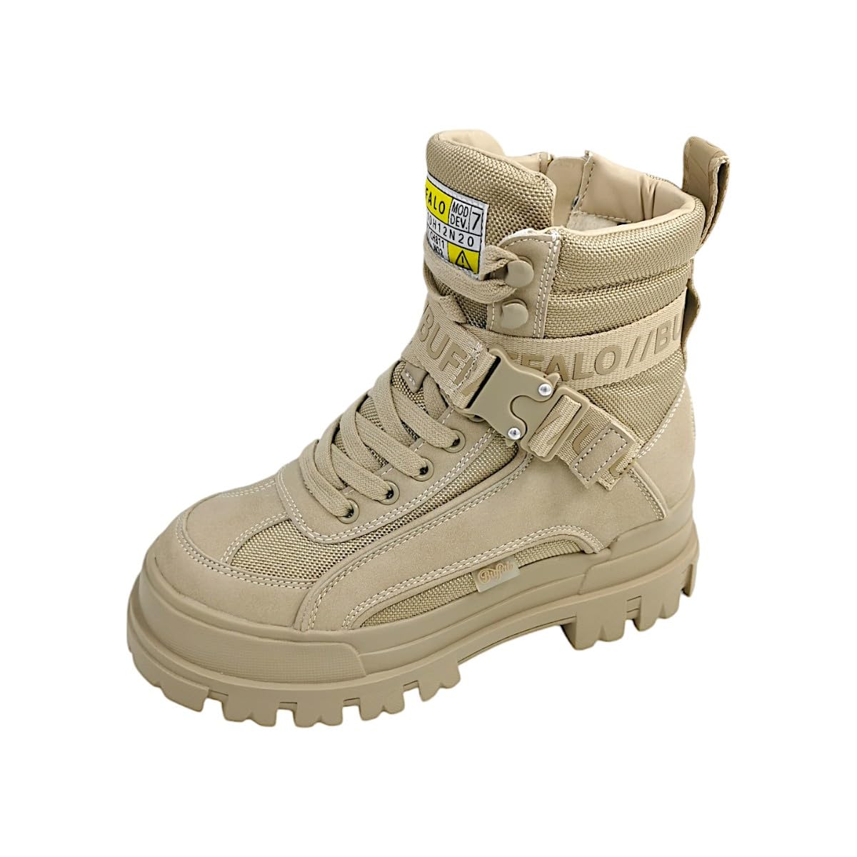Buffalo ASPHA COM1 Women's Platform Boots in Beige - Size 9 US | Chunky Heel Ankle Booties for Fall & Winter Fashion, Casual Outfits & Streetwear Looks