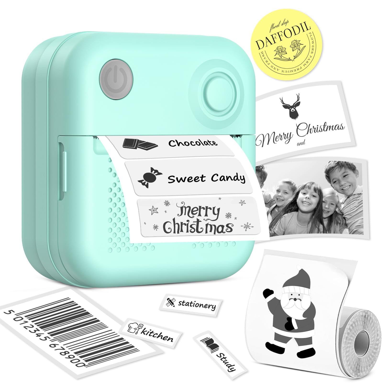 Rotema Bluetooth Thermal Label Printer with Tape - Portable Mini Sticker Maker for Home, Office & Small Business | Wireless Label Printing for Packages, Shipping, Organizing & Crafting (Works with Smartphones)