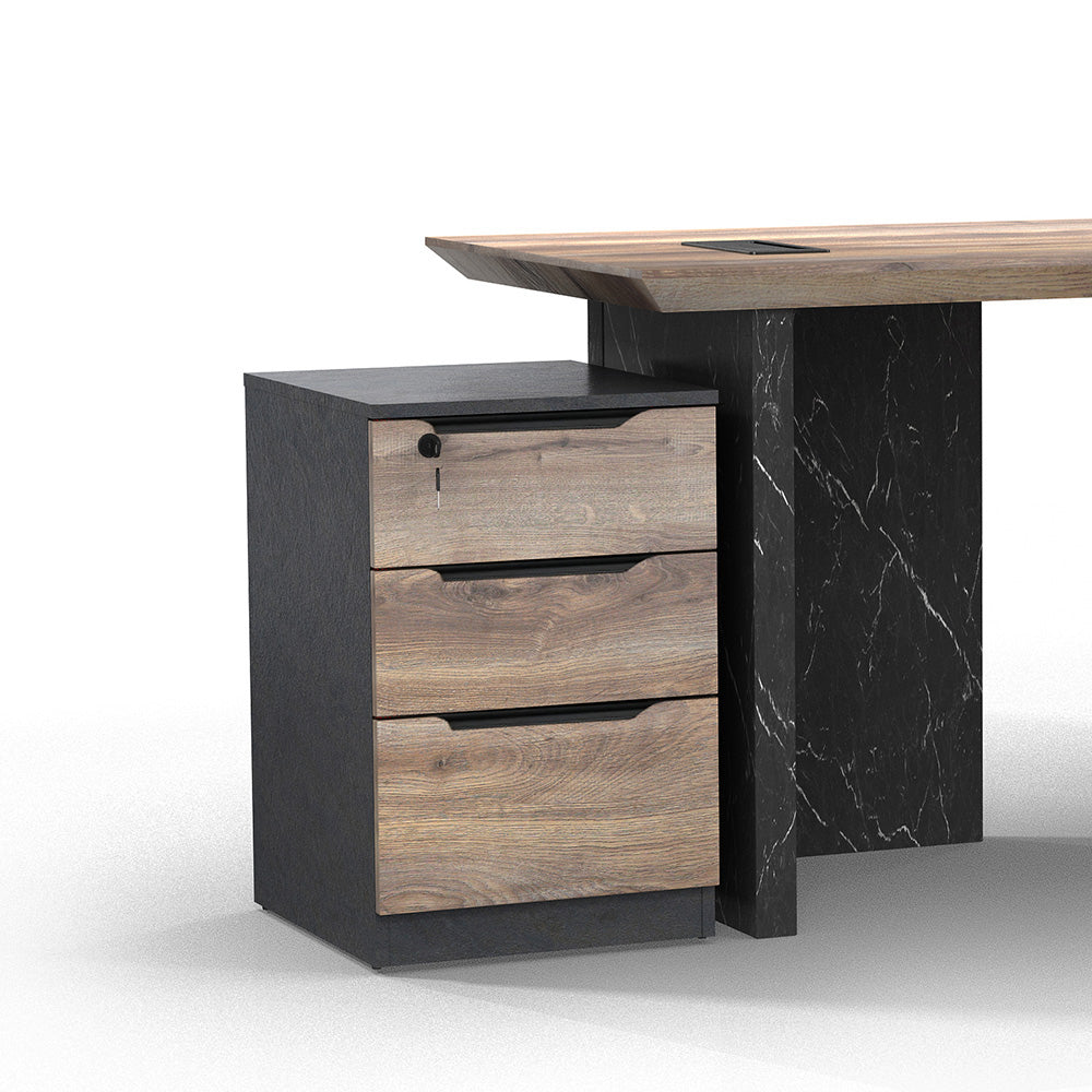 LOGAN Executive Desk 150cm Reversible - Warm Oak & Black Finish - Modern Office Desk for Home & Workspace
