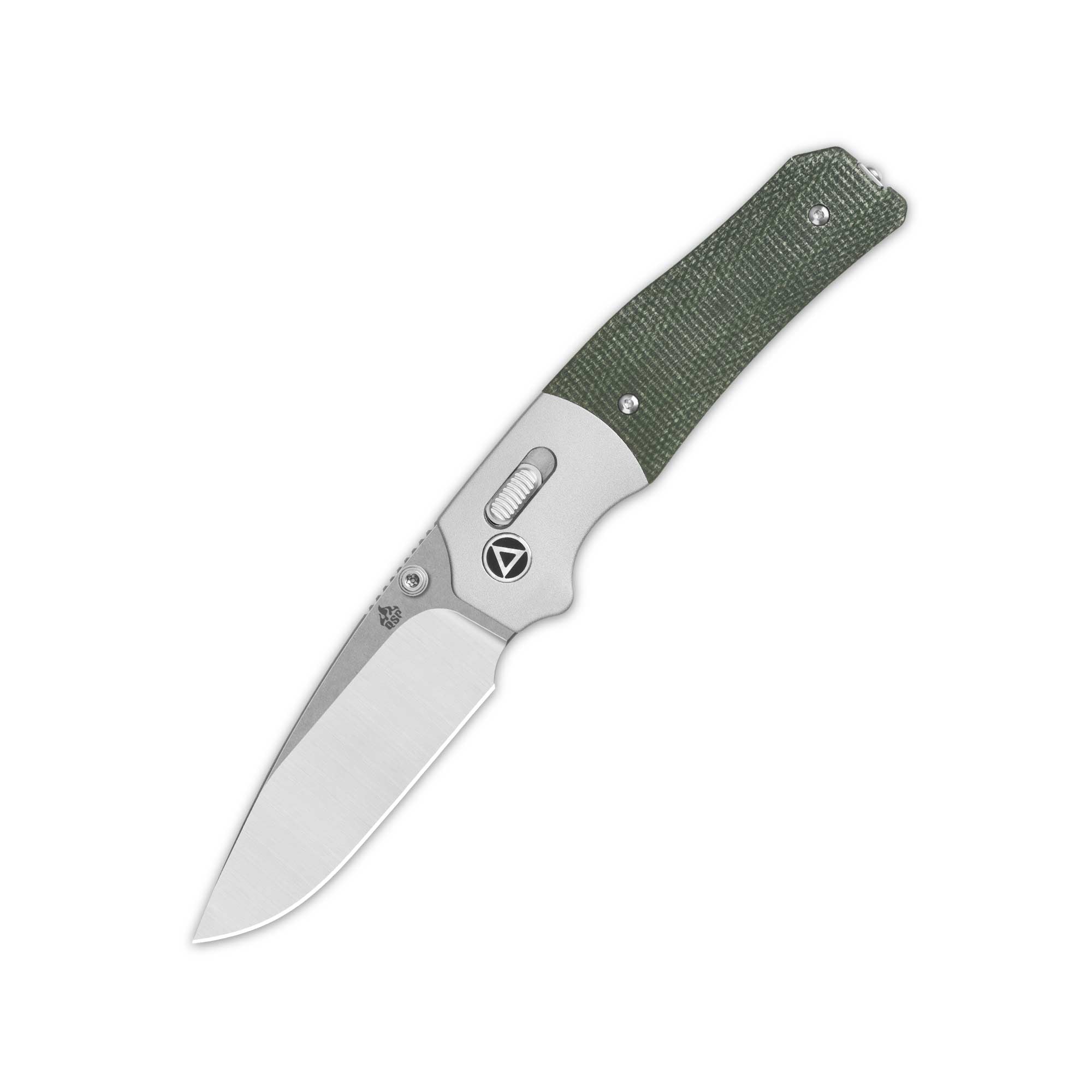 QSP Vault Glyde Lock Pocket Knife - 14C28N Stainless Steel Blade with Green Micarta Handle - EDC Folding Knife for Camping, Hiking & Outdoor Adventures