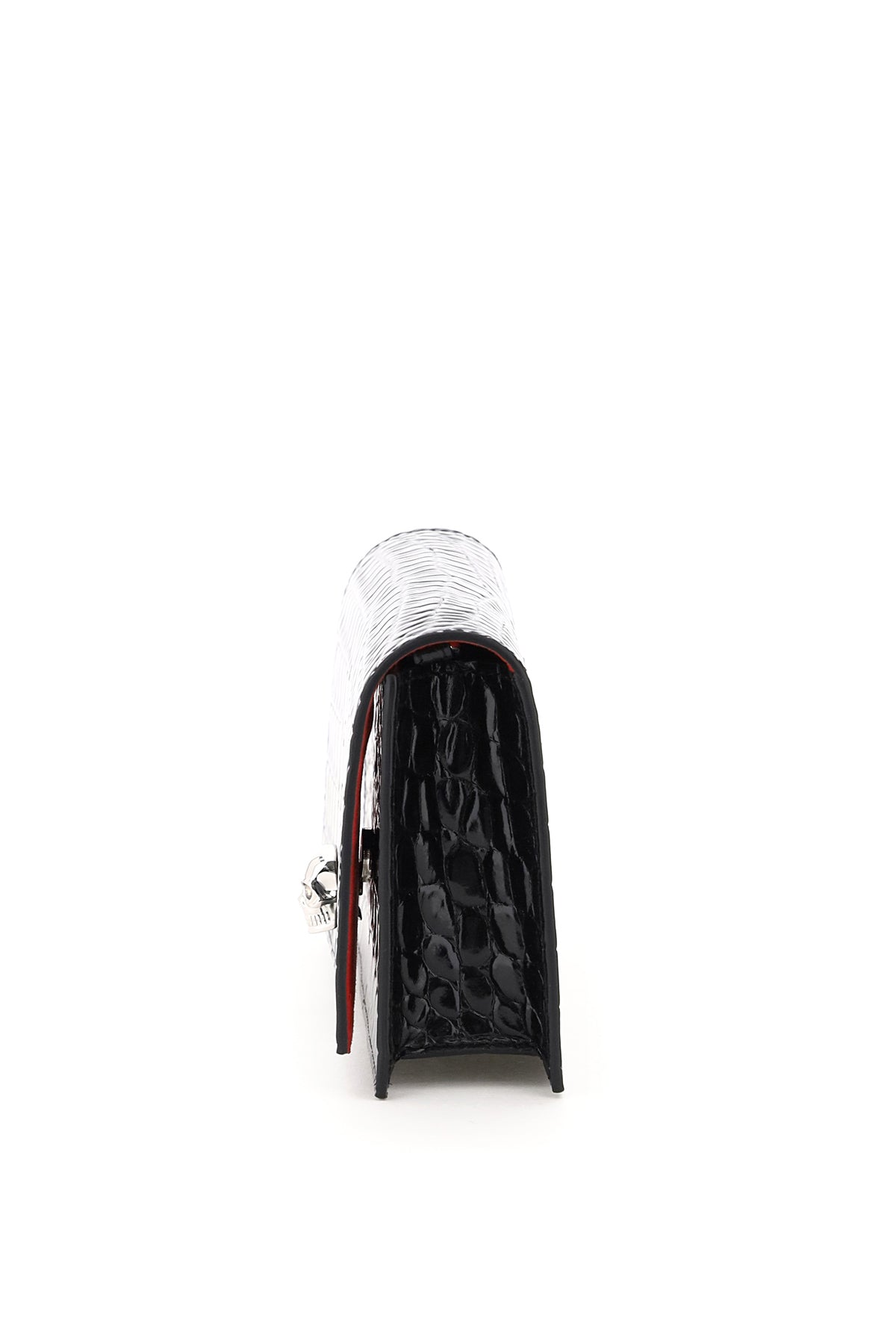 Alexander McQueen Crocodile Embossed Leather Mini Skull Bag - Stylish Crossbody Purse for Women, Perfect for Parties, Night Out & Daily Use