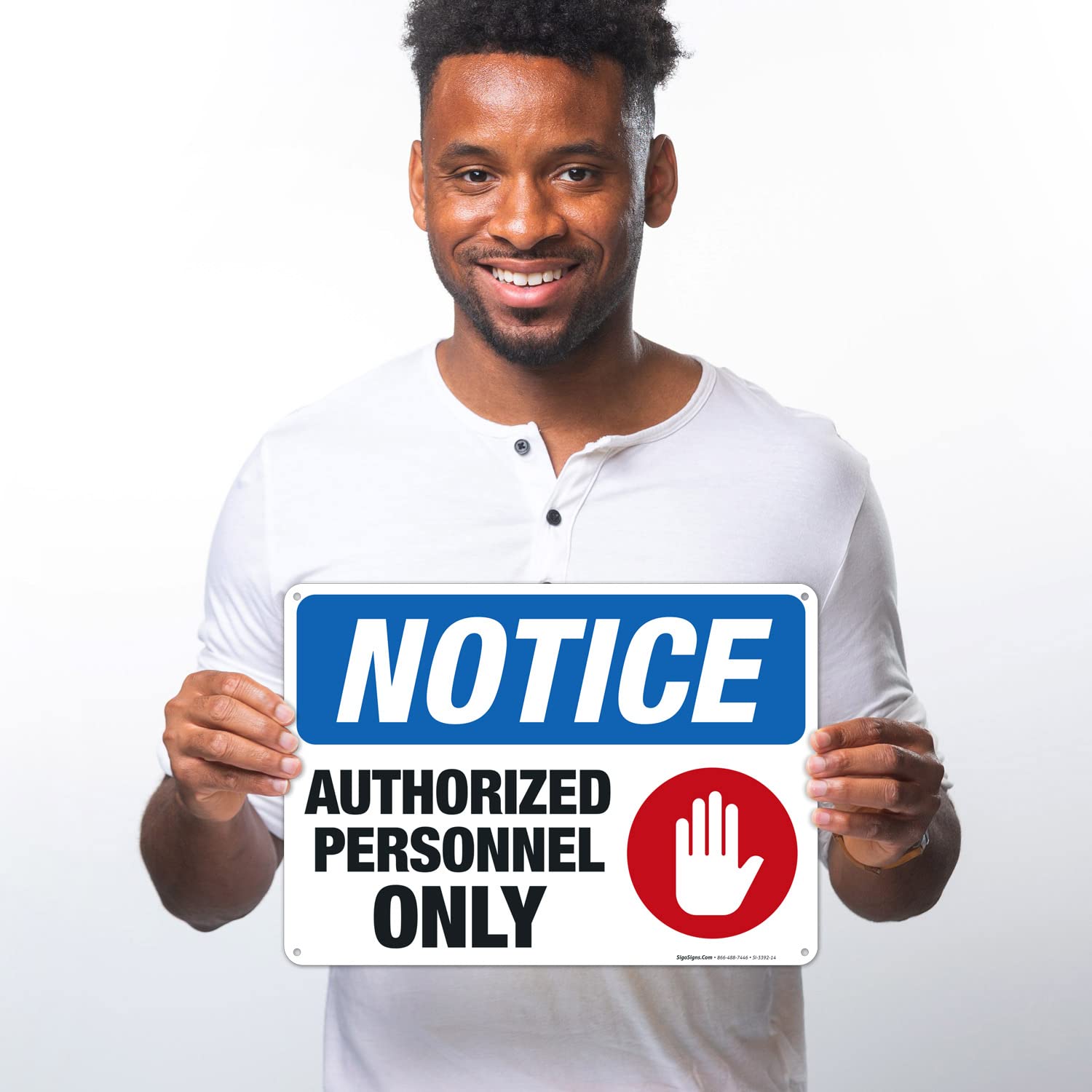 OSHA Approved 'Authorized Personnel Only' Red Warning Sign - 10x14 Inches, Rust-Free .040 Aluminum, Fade Resistant - Indoor/Outdoor Safety Signage for Construction Sites, Warehouses & Restricted Areas - Made in USA