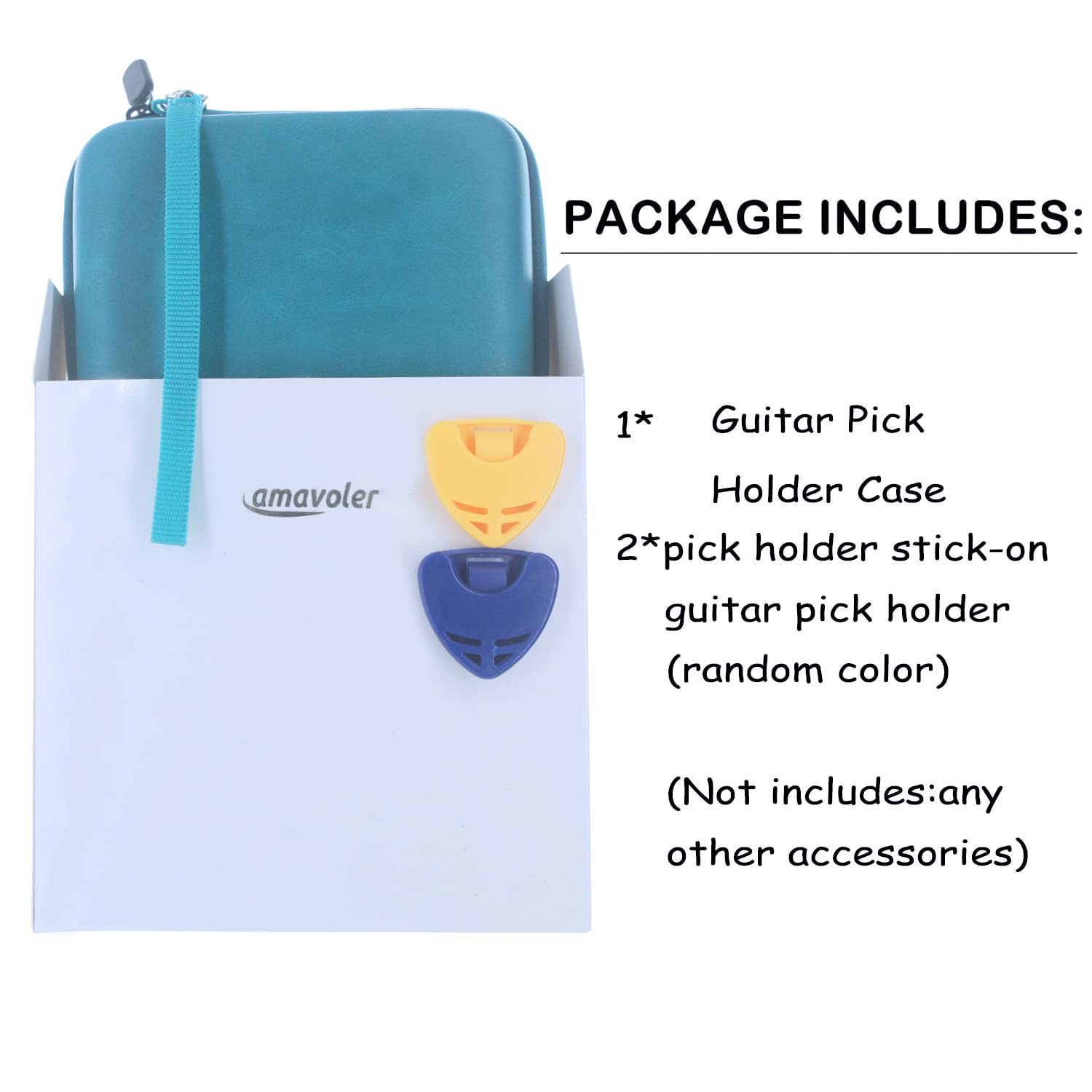 Premium Guitar Pick Holder Case - Compatible with Fender, ChromaCast, D'Addario, Jim Dunlop & Bolopick - Durable Storage Pouch with 2 Stick-on Pick Holders - Aqua Blue - Perfect for Guitarists & Musicians On-The-Go