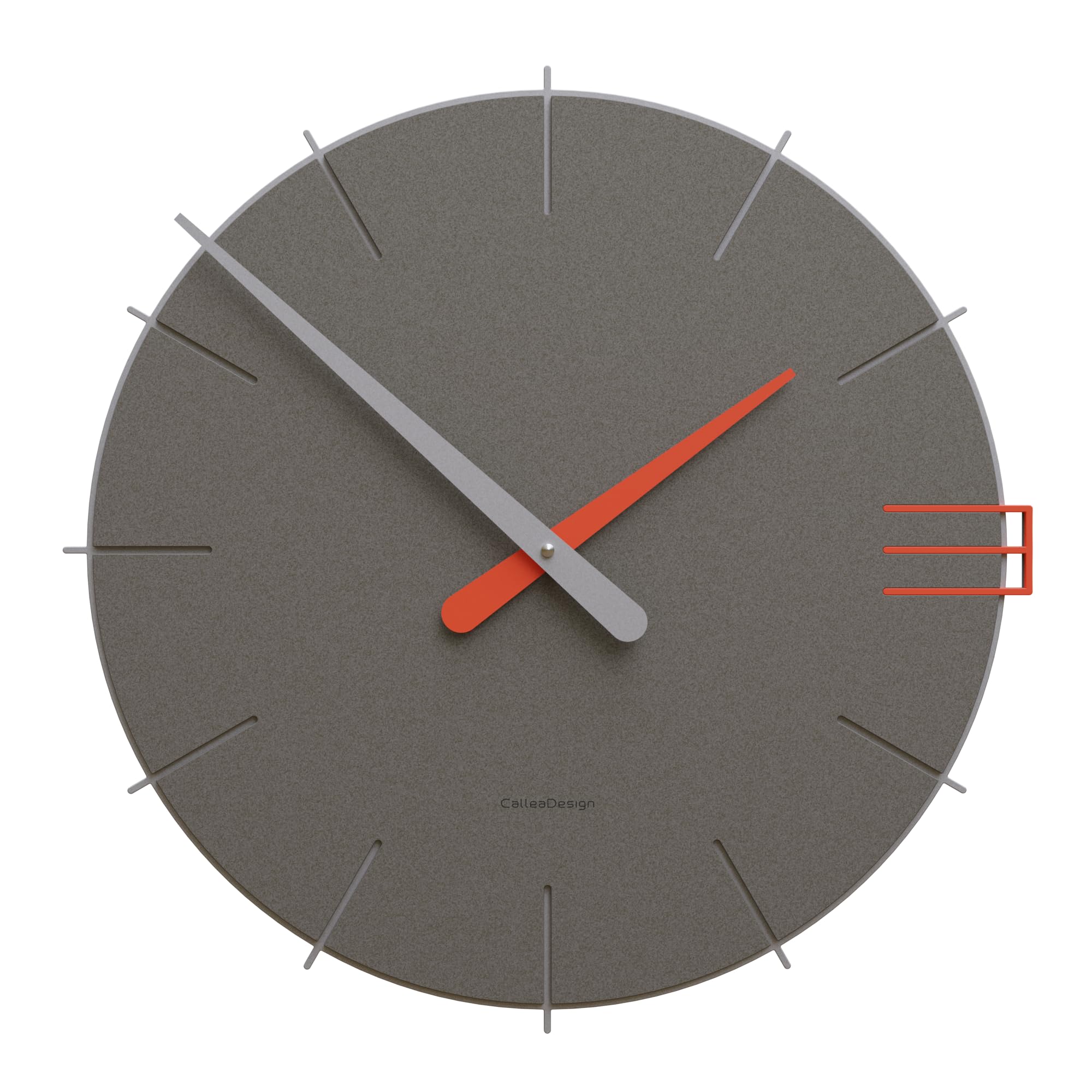 CalleaDesign 16.5 Inch Modern Wall Clock - Battery Operated Silent Quartz Clock with Grey Finish - Perfect for Living Room, Bedroom, Office & Home Decor