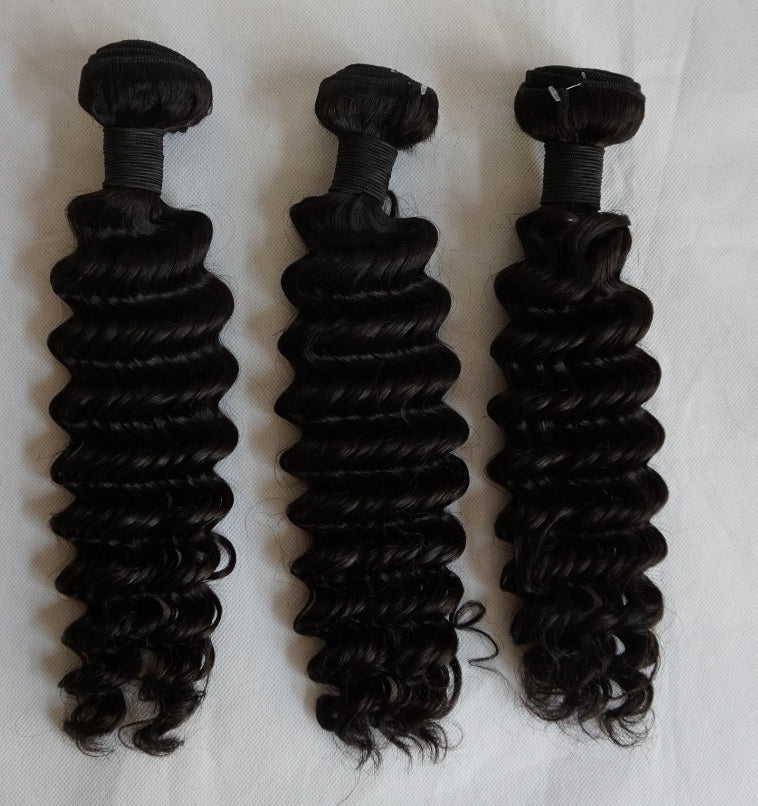 Deep Wave Human Hair Bundle 3.5oz - 100% Remy Human Hair Weave Extensions for Black Women - Perfect for Braiding, Weaving & Protective Styles