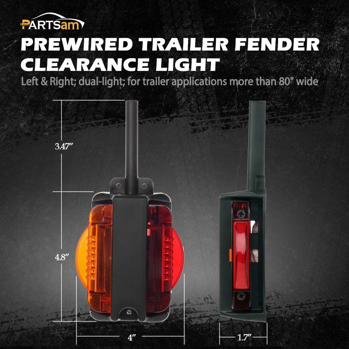 Partsam 14Pcs LED Camper Trailer Lights Kit - Double Bullseye LED Marker Lights & Slim Dual-Sided LED Fender Lights for Driver/Passenger Side | Waterproof RV, Boat, Truck Lighting for Night Safety & Visibility