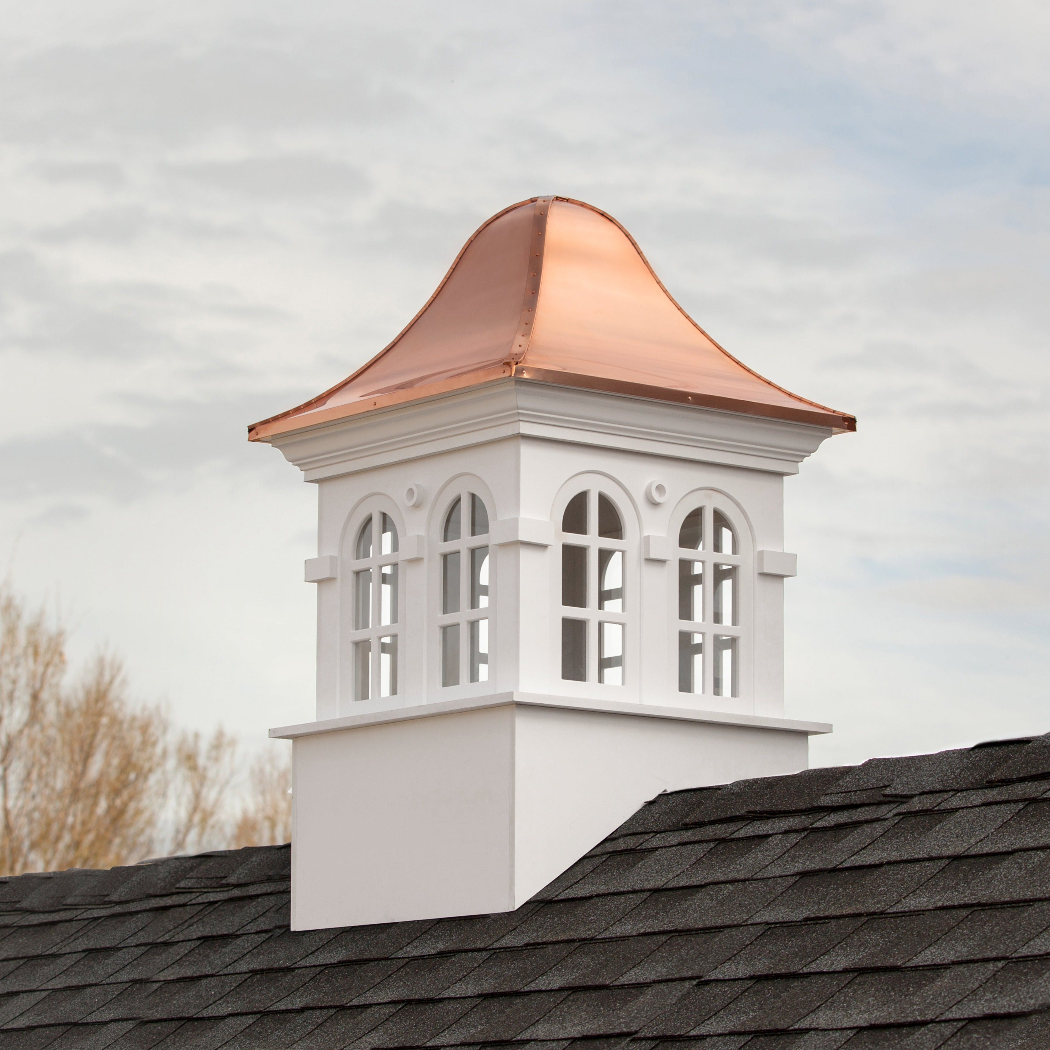 Smithsonian Rockville Vinyl Cupola Weathervane - Decorative Outdoor Roof Top Finial for Barn, Shed & Garden - Rust-Resistant Metal Cupola with Copper Finish