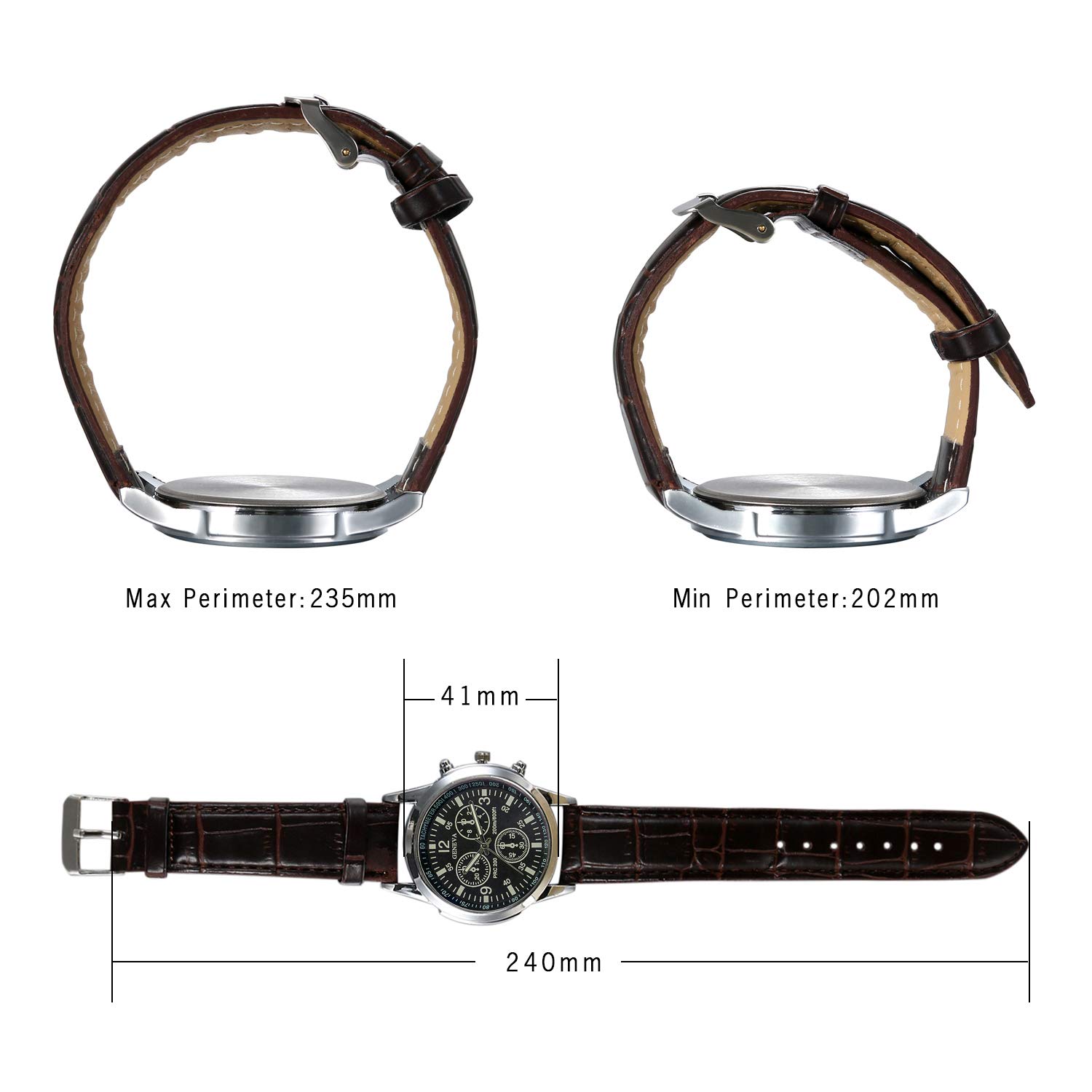 JewelryWe Business Casual Men's Quartz Watch - Slim Leather Strap Analog Wristwatch for Office & Formal Wear - Perfect for Professionals, Gifts, and Everyday Use