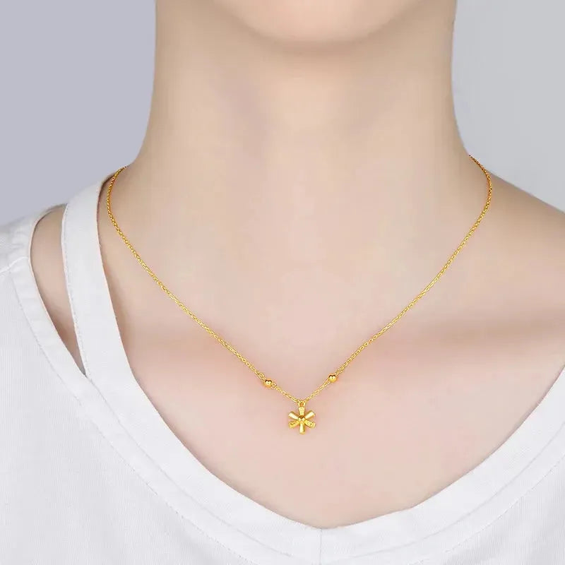 24K Pure Gold Necklace Real AU 999 Solid Gold Chain - Trendy Classic Jewelry for Women, Elegant Party & Wedding Gift - Hot Sell 2023