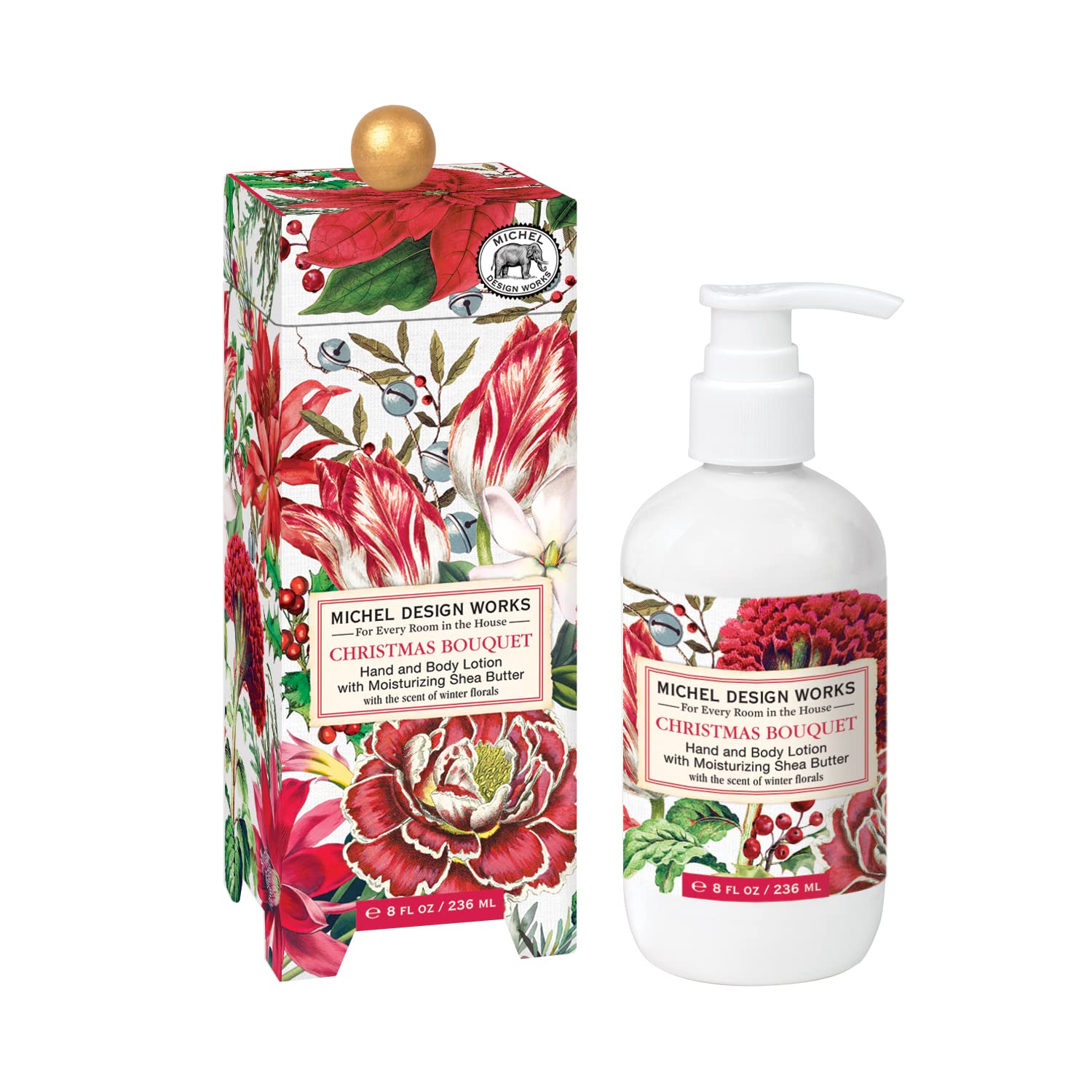 Michel Design Works Christmas Bouquet Scented Hand & Body Lotion - Hydrating Moisturizer for Dry Skin - Perfect Holiday Gift & Winter Skincare Essential