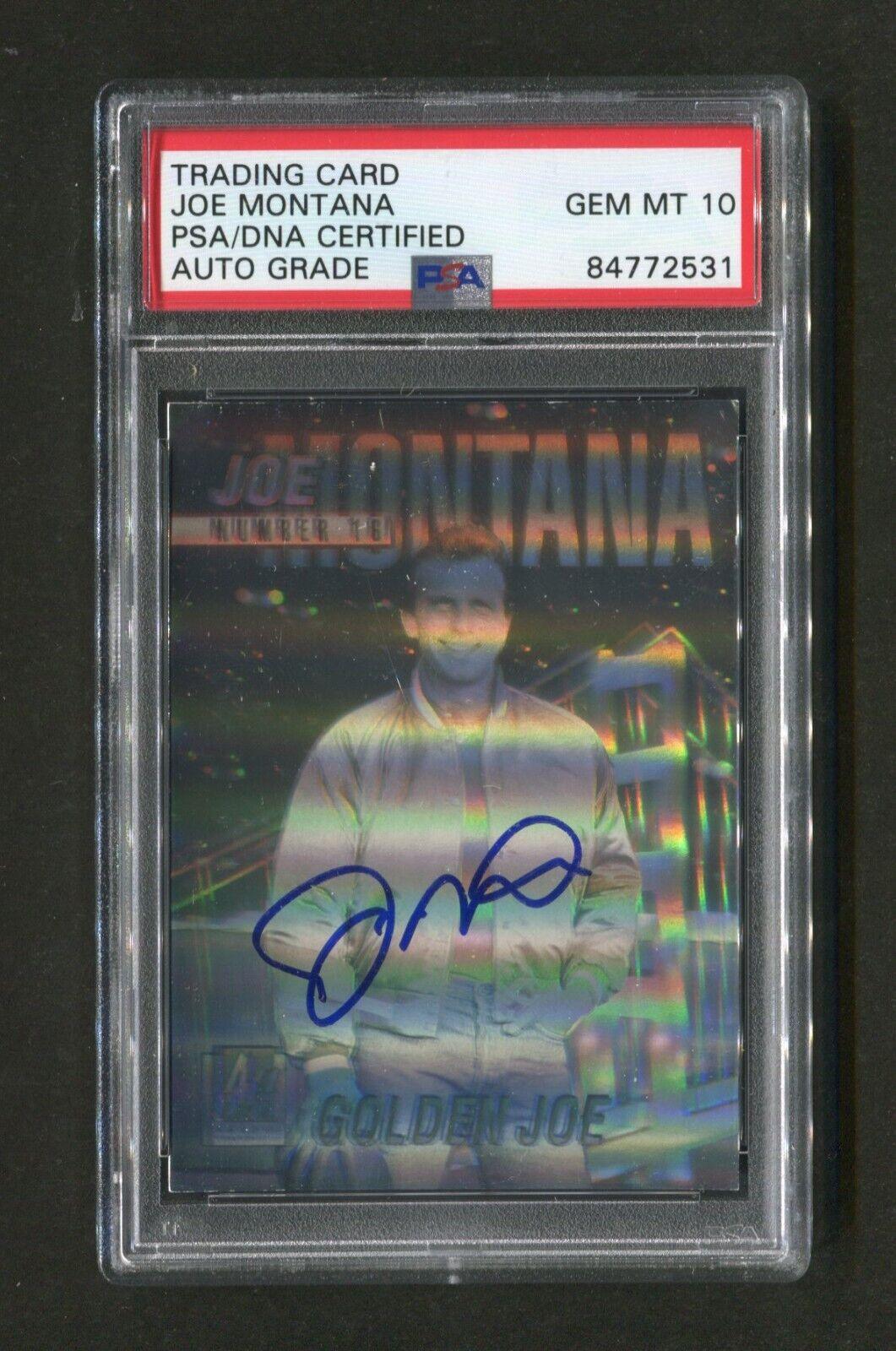 1991 Arena Holograms Joe Montana #1A PSA/DNA GEM MINT 10 Signed Football Card - Rare Collectible for Sports Memorabilia Enthusiasts & Investment Collectors