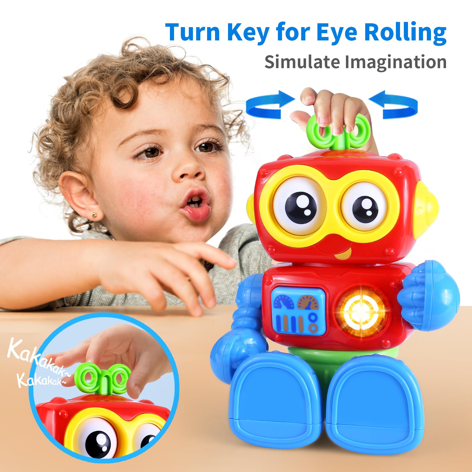 Yerloa Interactive Learning Robot Toy for Toddlers 1-2 Years Old - Light Up, Music & Travel Friendly Baby Boy Gift for Christmas Stocking Stuffers & Birthday - Perfect for 12-18 Month Olds' Early Education & Playtime