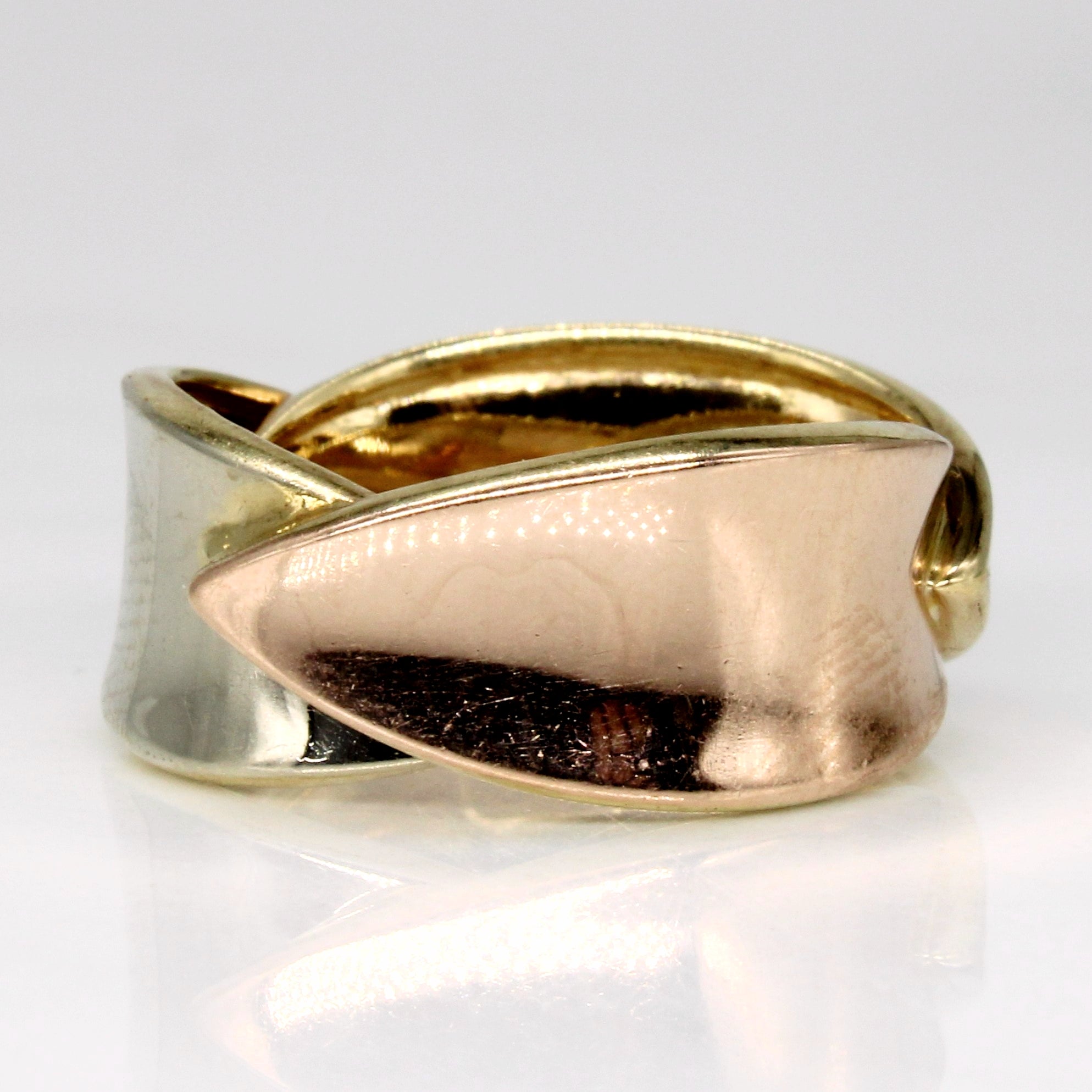14K Tri-Tone Gold Ring for Women - Size 5.75 - Elegant Stackable Band for Everyday Wear, Anniversary & Gift Giving