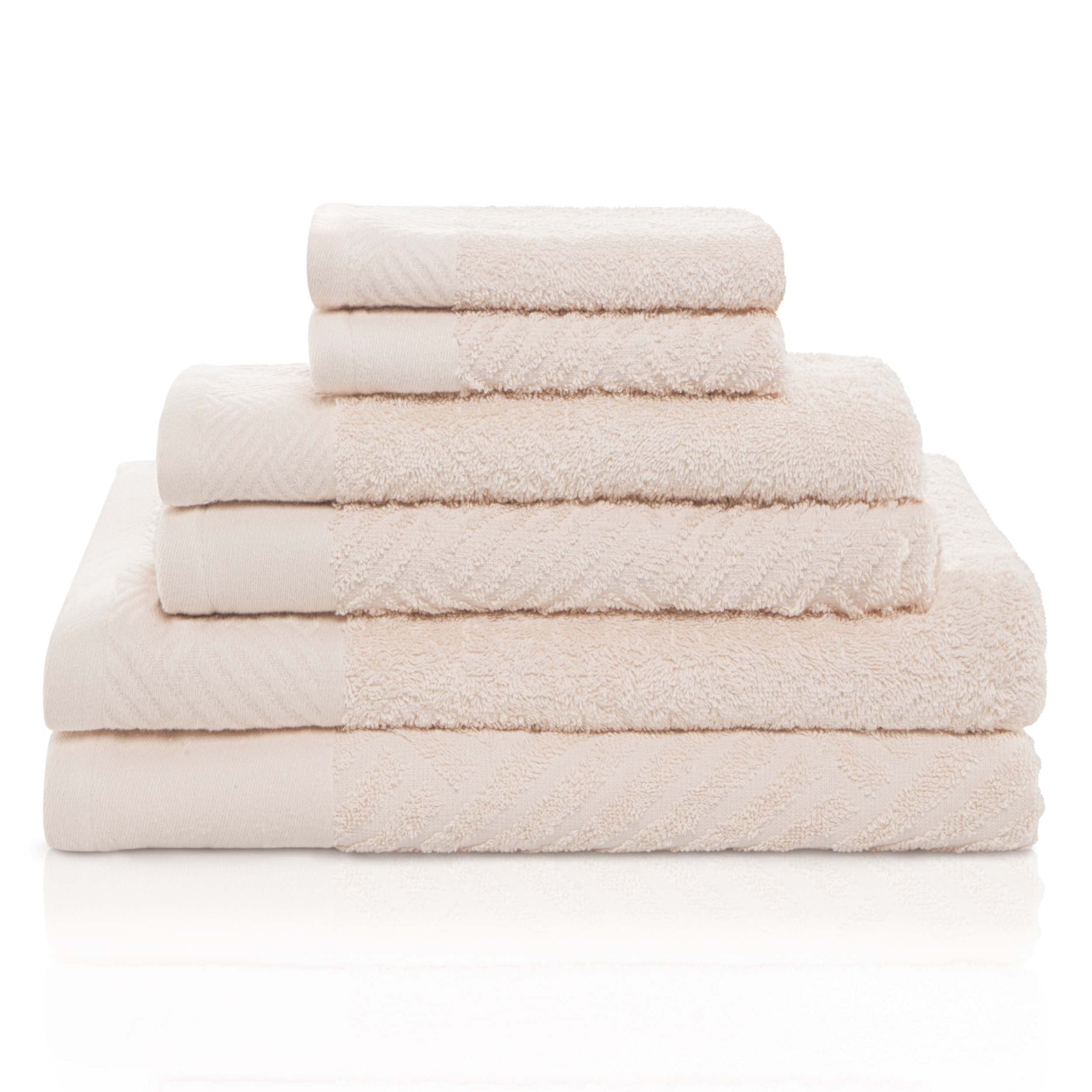 Luxury 6-Piece Egyptian Cotton Towel Set - Basketweave Jacquard & Solid Design - Ultra Soft & Absorbent Bath Towels for Spa, Hotel, or Home Use