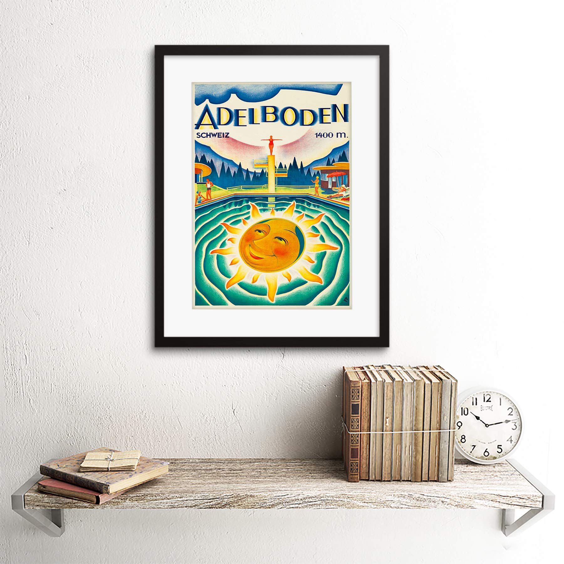 Adelboden Switzerland Alps Sun Swim Pool Framed Print - Perfect for Home Decor, Office Art, and Gift Ideas