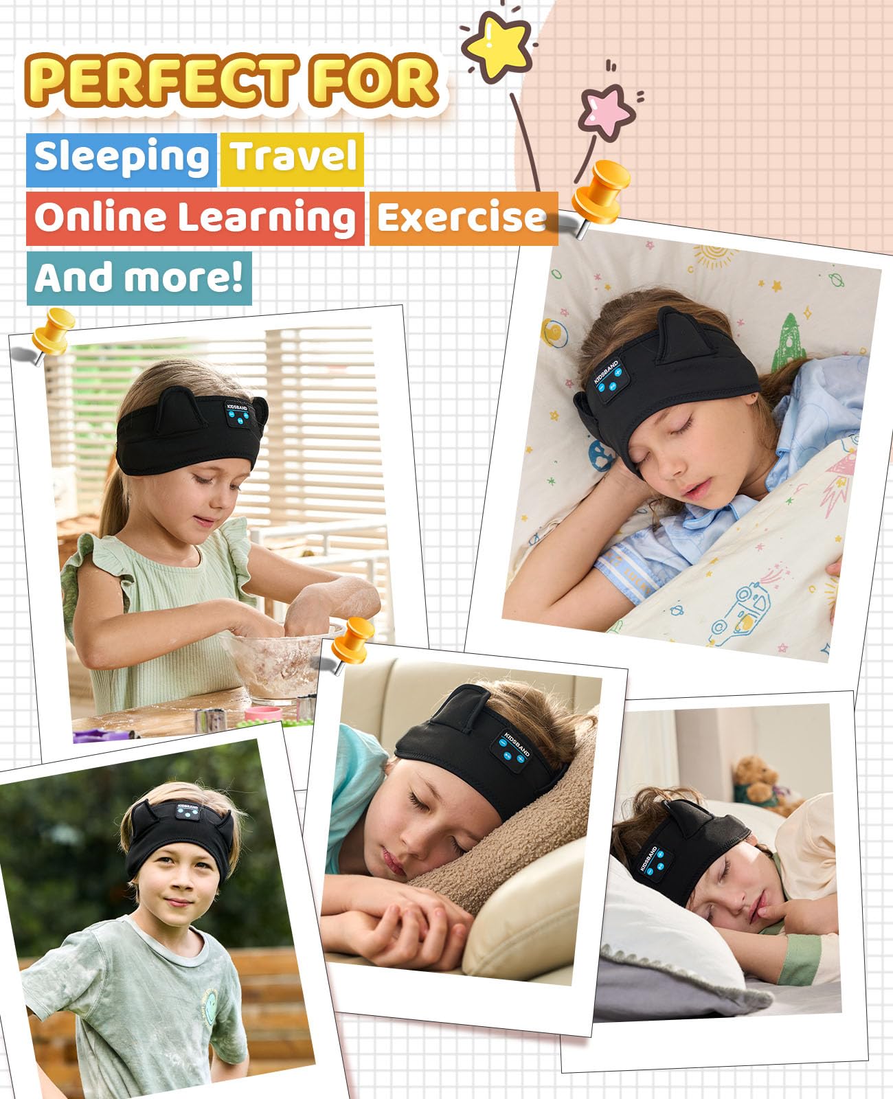 **Kids Headphones with Adjustable Headband - Foldable, 3.5mm Jack for Online Learning, Travel, iPad & Computer - Perfect for School, Airplane & Home Use**