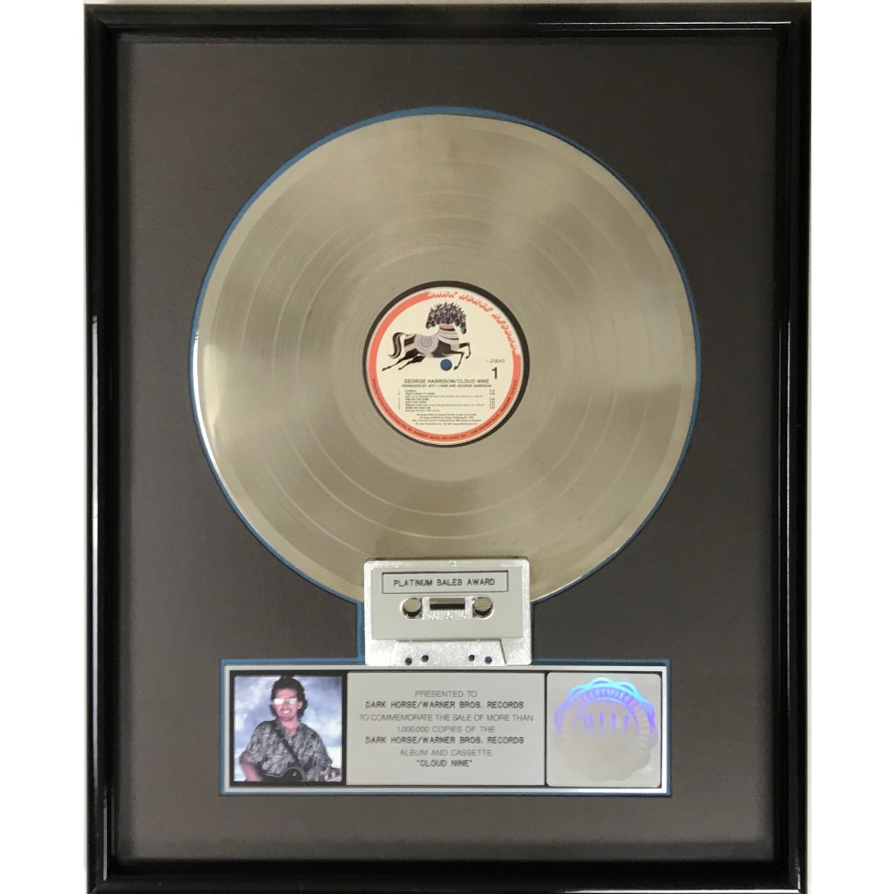 George Harrison Cloud 9 RIAA Certified Platinum Album Award - Official Music Collectible for Beatles Fans & Vinyl Record Enthusiasts - Perfect for Home Display, Music Room Decor & Beatles Memorabilia Collections
