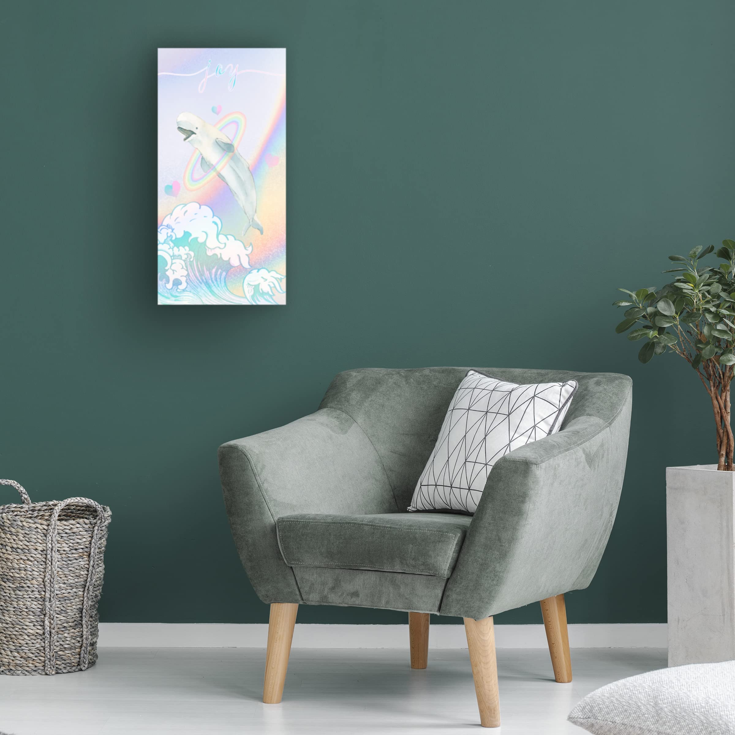 Trademark Fine Art 'Baby Beluga' Canvas Wall Art by The Font Diva - Whimsical Nursery Decor & Kids Room Wall Decor for Baby Shower Gifts