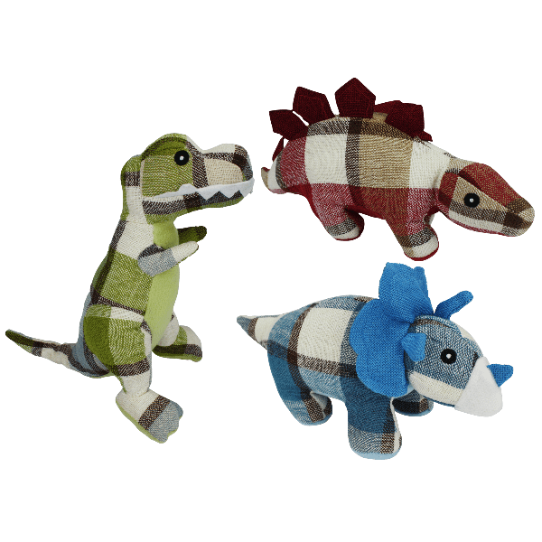 Multipet Cuddle Buddies Plaidosaurus - Soft Dinosaur Plush Dog Toy for Small & Medium Dogs - Perfect for Cuddling, Chewing & Playtime at Home or Travel