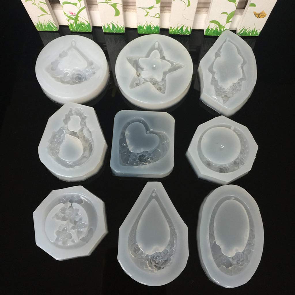 9-Piece Flower Butterfly Carved Jade Pendant Silicone Mold Set for DIY Resin Jewelry Making - Earrings, Pendants & Crafting Kits - Perfect for Handmade Jewelry, Gifts & Artisan Creations