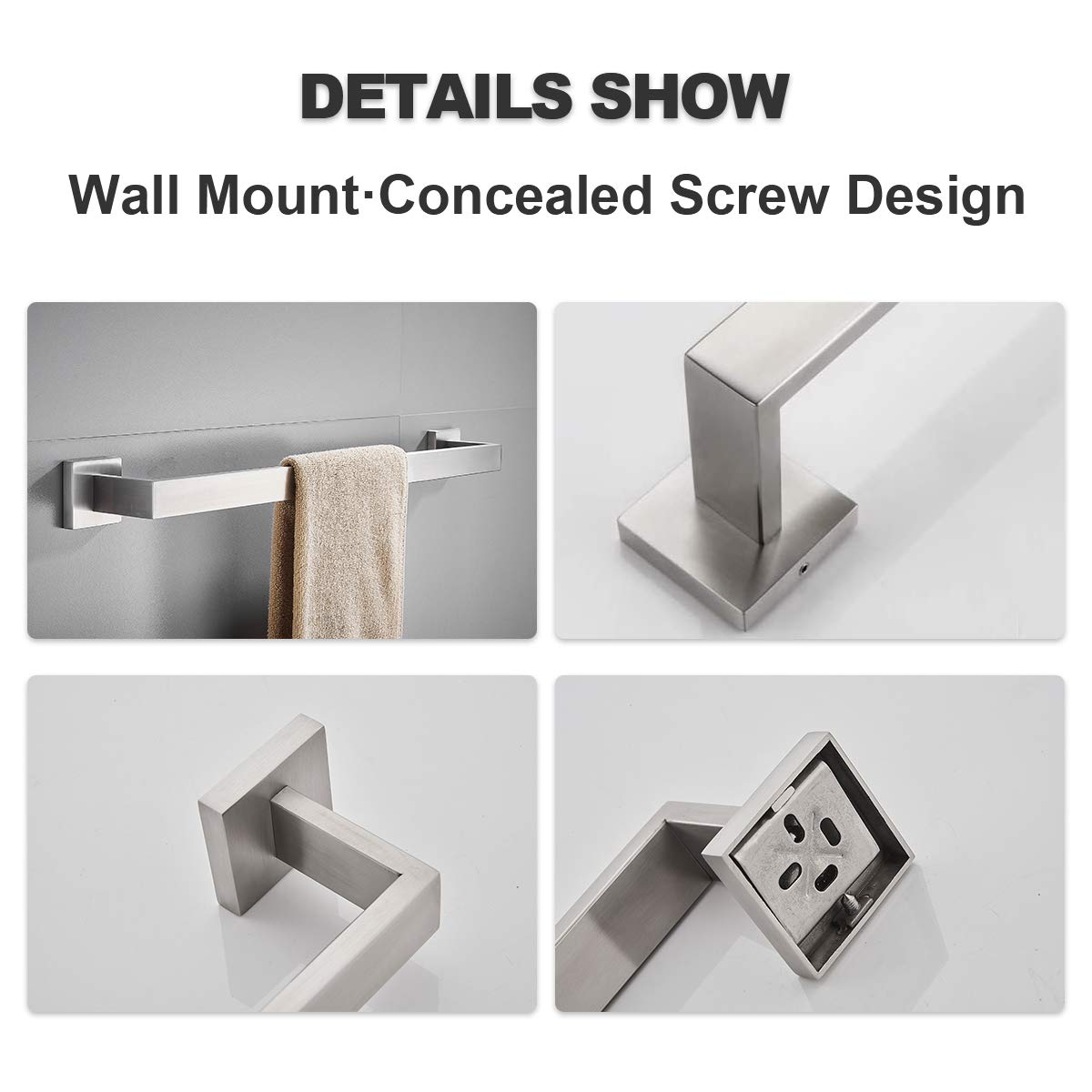 23.6 Inch Brushed Nickel Towel Bar Rack - Premium SUS 304 Stainless Steel Bathroom Towel Holder - Heavy Duty Wall Mounted for Bathroom, Kitchen & Laundry Room - Rustproof & Durable Design for Daily Use