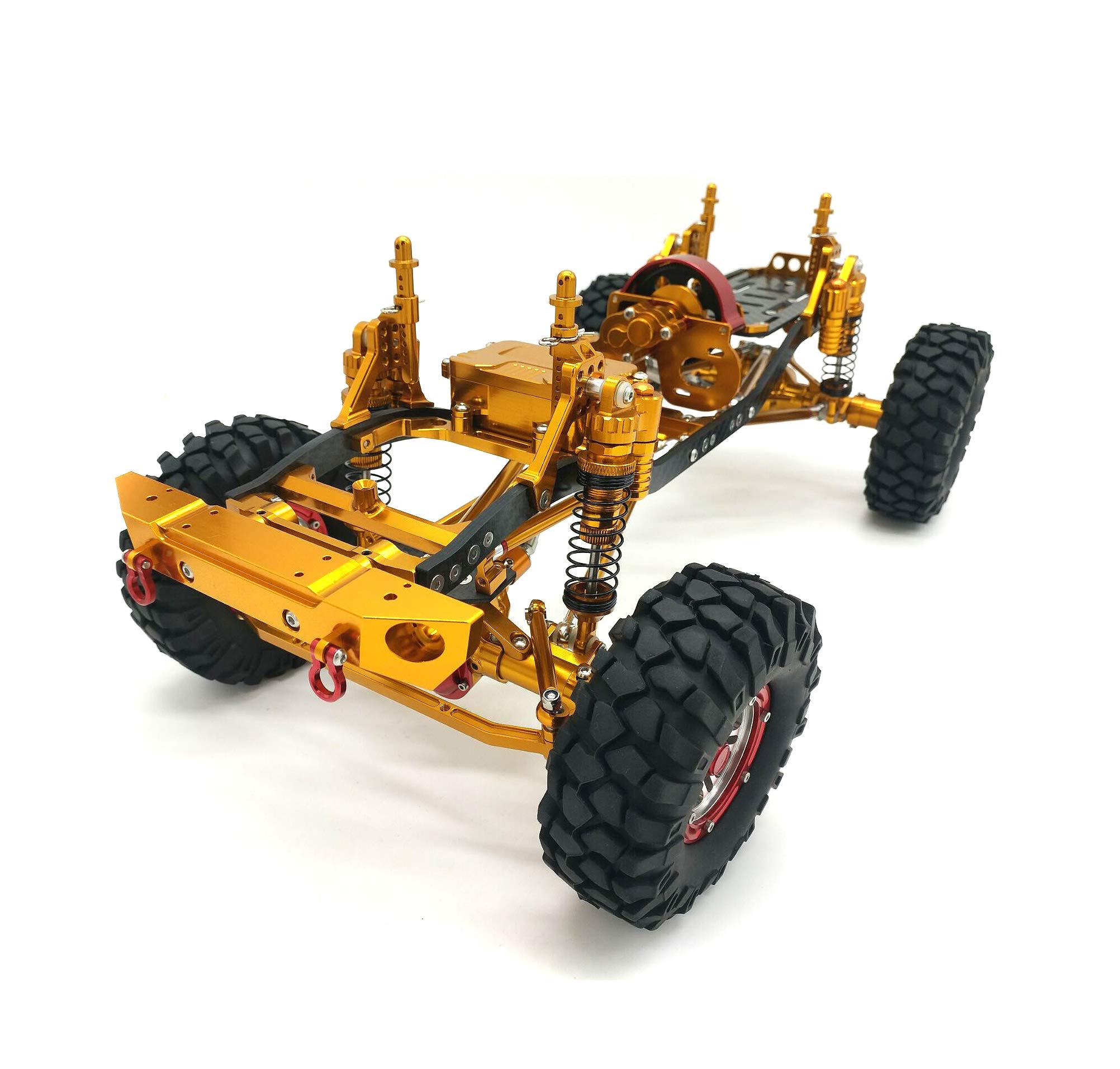 1/10 Scale CNC RC Rock Crawler Chassis - Upgraded Yellow SCX10 Tires for Off-Road Adventure & Trail Crawling