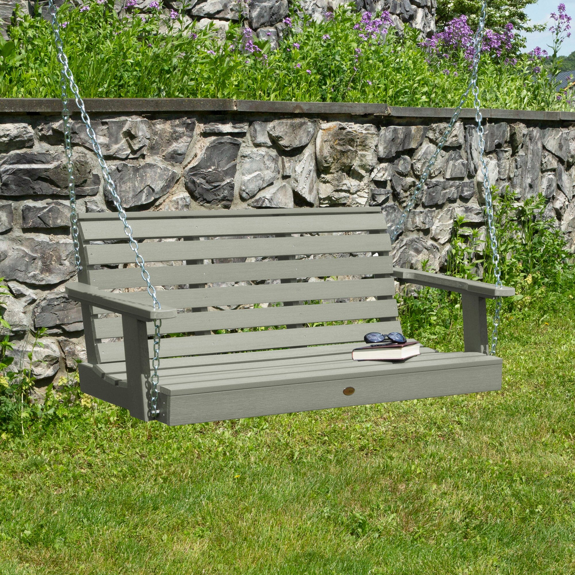 4ft Weatherly All-Weather Porch Swing - Heavy Duty Outdoor Hanging Chair for Patio, Garden & Backyard Relaxation - Perfect for Reading, Napping & Enjoying Nature