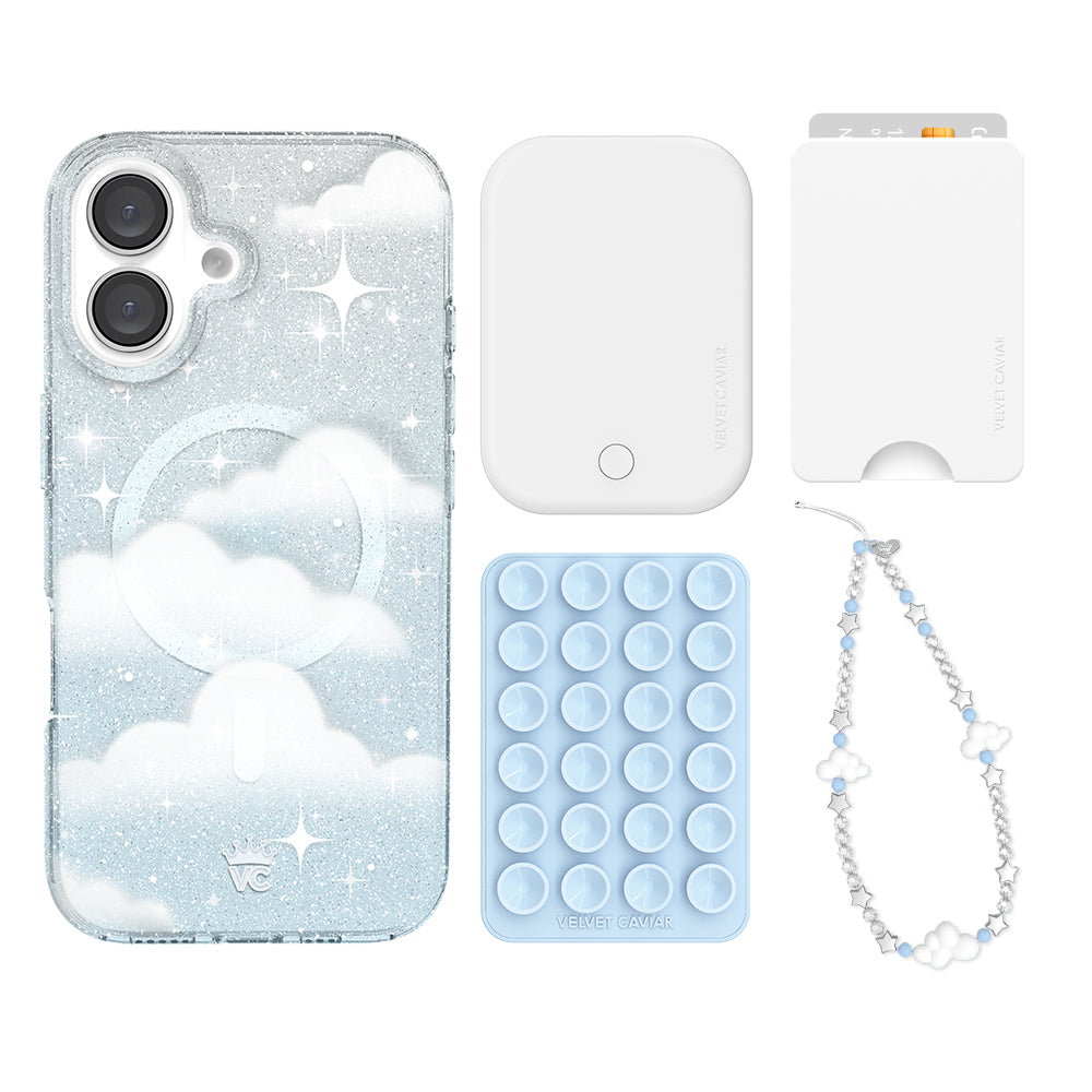 In The Clouds Stardust iPhone Wallet Case with Card Holder - Slim Protective Phone Cover for iPhone 13/14/15 Pro Max - Perfect for Travel, Shopping & Everyday Use