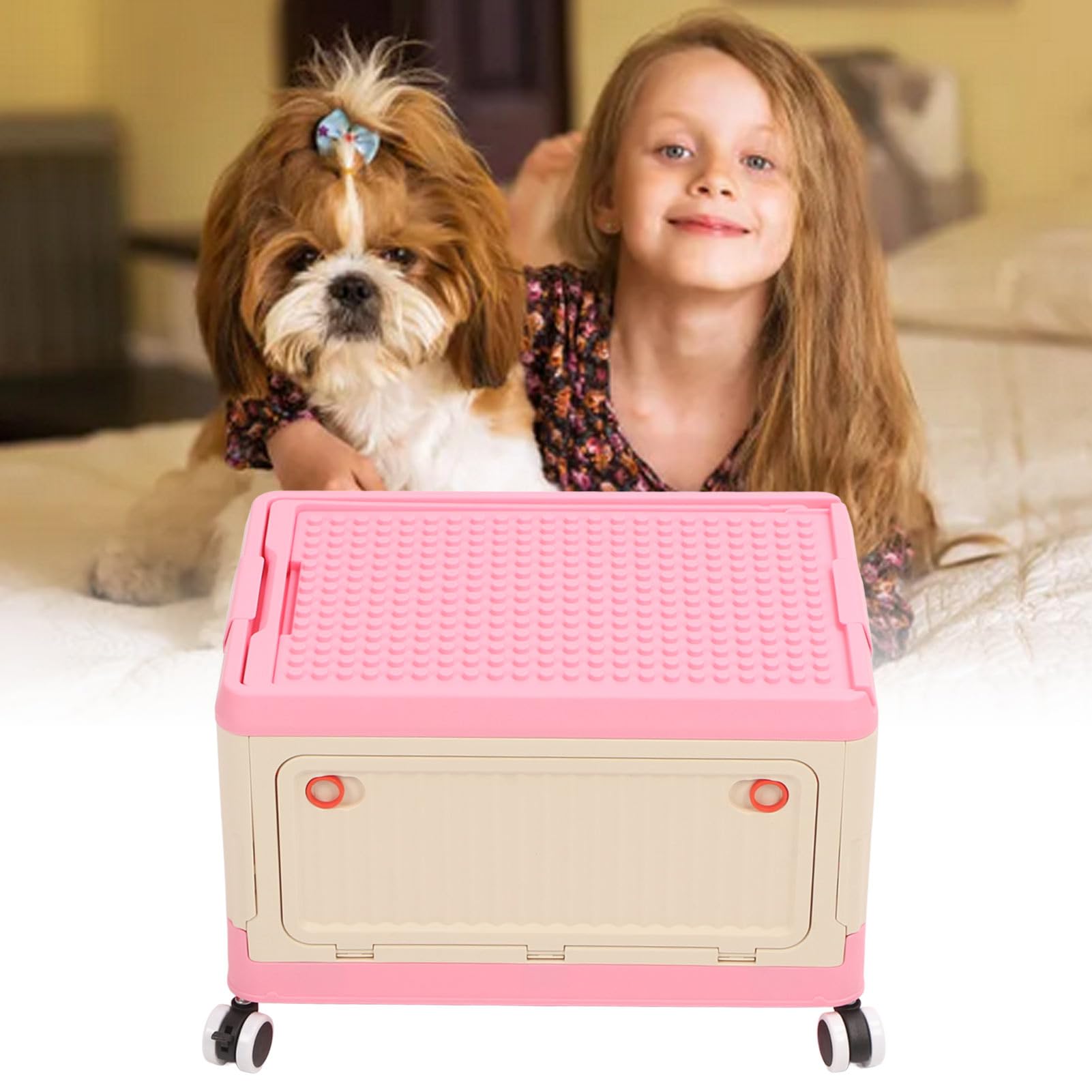 Collapsible Toy Storage Box with Lid and Wheels - Large Kids Toy Organizer for Nursery, Playroom & Bedroom - Perfect for Organizing Stuffed Animals, LEGOs & Playroom Toys