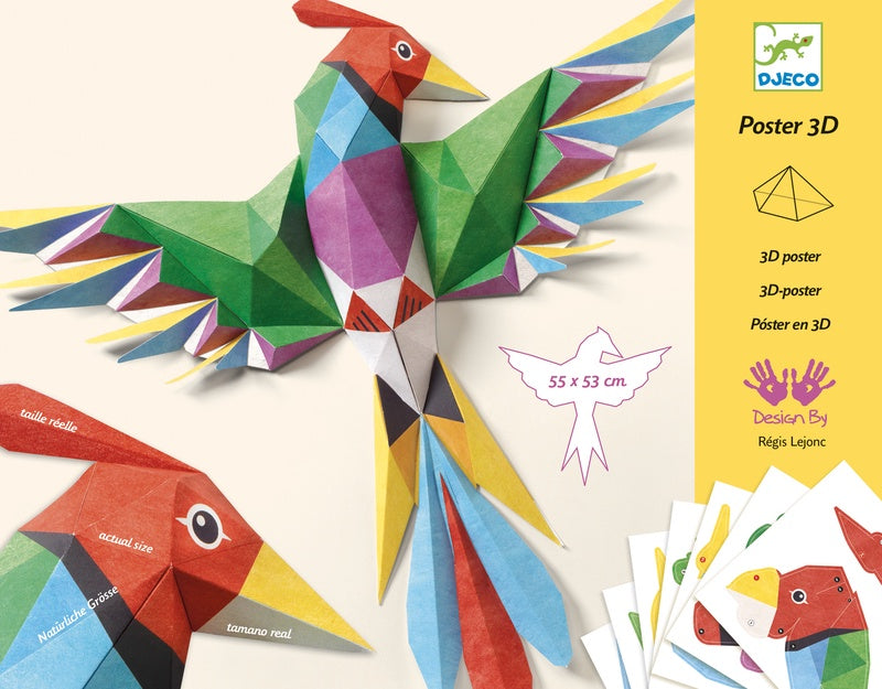 Amazonie Bird 3D Wall Art Poster - Vibrant Tropical Bird Decor for Home & Office - Perfect for Living Room, Bedroom, Nursery & Gifts