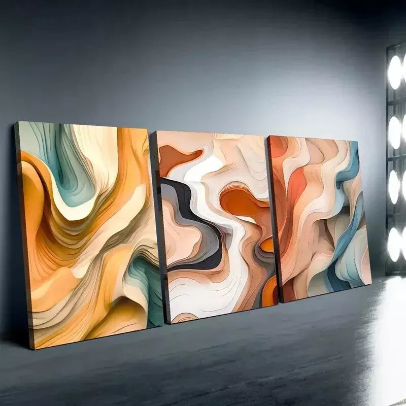 3-Piece Abstract Geometric Wall Art Set - Framed Canvas Prints 50x70cm | High-Quality Australian Made | Ready to Hang | Perfect for Living Room, Bedroom & Office Decor