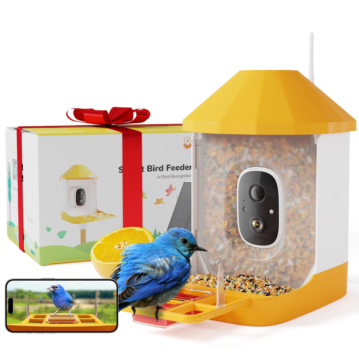 Dzees Smart Bird Feeder with Camera - Solar Powered AI Bird Identification, 32GB Storage, HD Video Capture & Instant Alerts | Perfect for Backyard Bird Watching, Nature Lovers & Unique Family Gifts