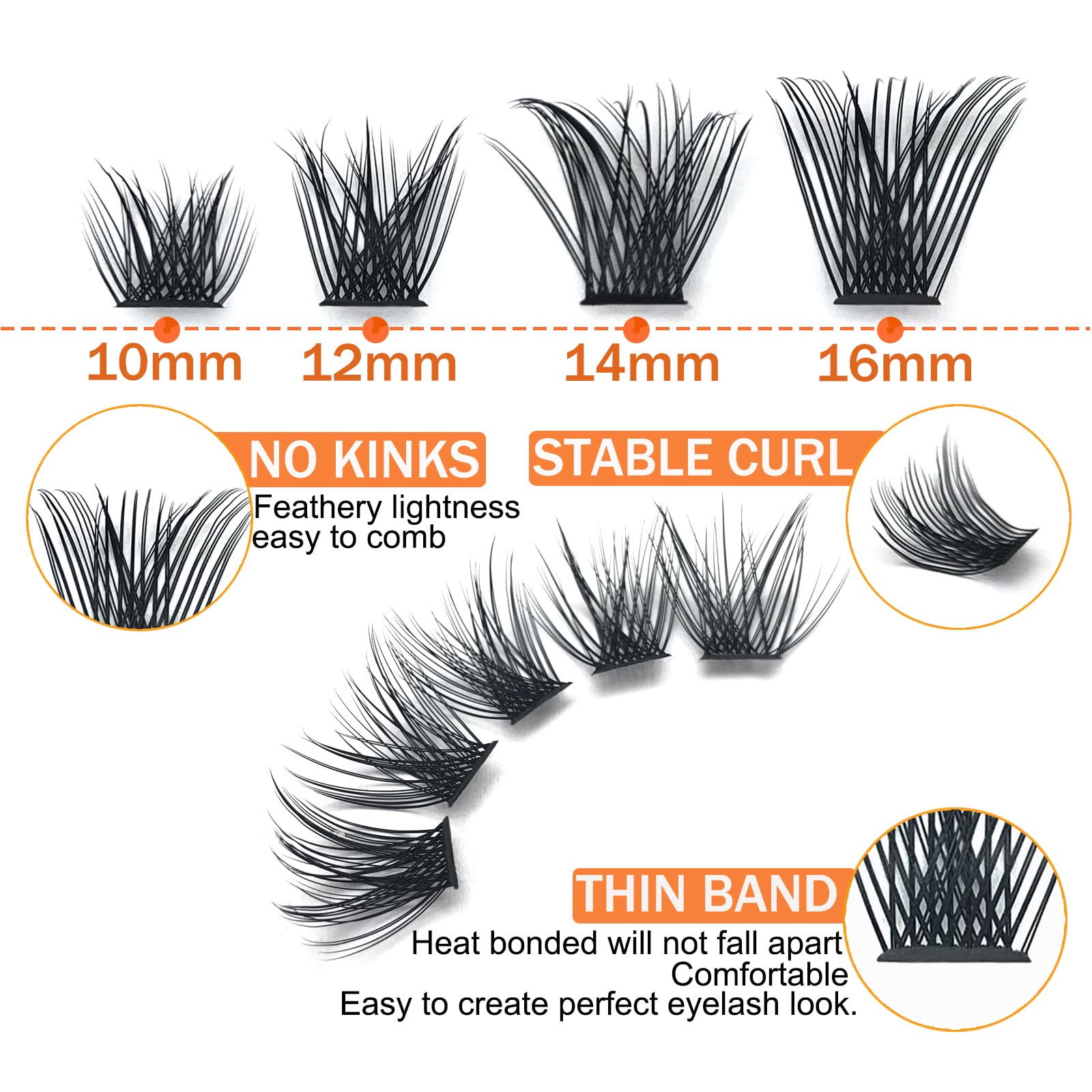 144 Pcs DIY Cluster Lashes - C D Curl 10-16mm Mega Volume Fluffy Individual Eyelash Extensions for Wispy Natural Look | Kmilro (0.07C-10-16mm Mix) | Perfect for Home Use, Parties, Weddings & Special Occasions