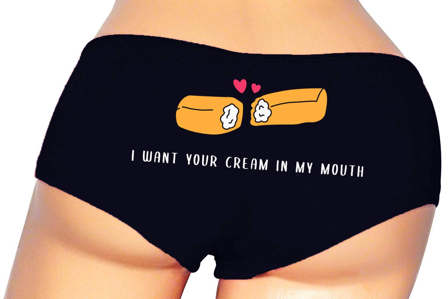 Sexy Women's Rock & Roll Hipster Panties - 'I Want Your Cream In My Mouth' Novelty Underwear | Perfect for Valentine's Day, Bachelorette Parties & Romantic Gifts