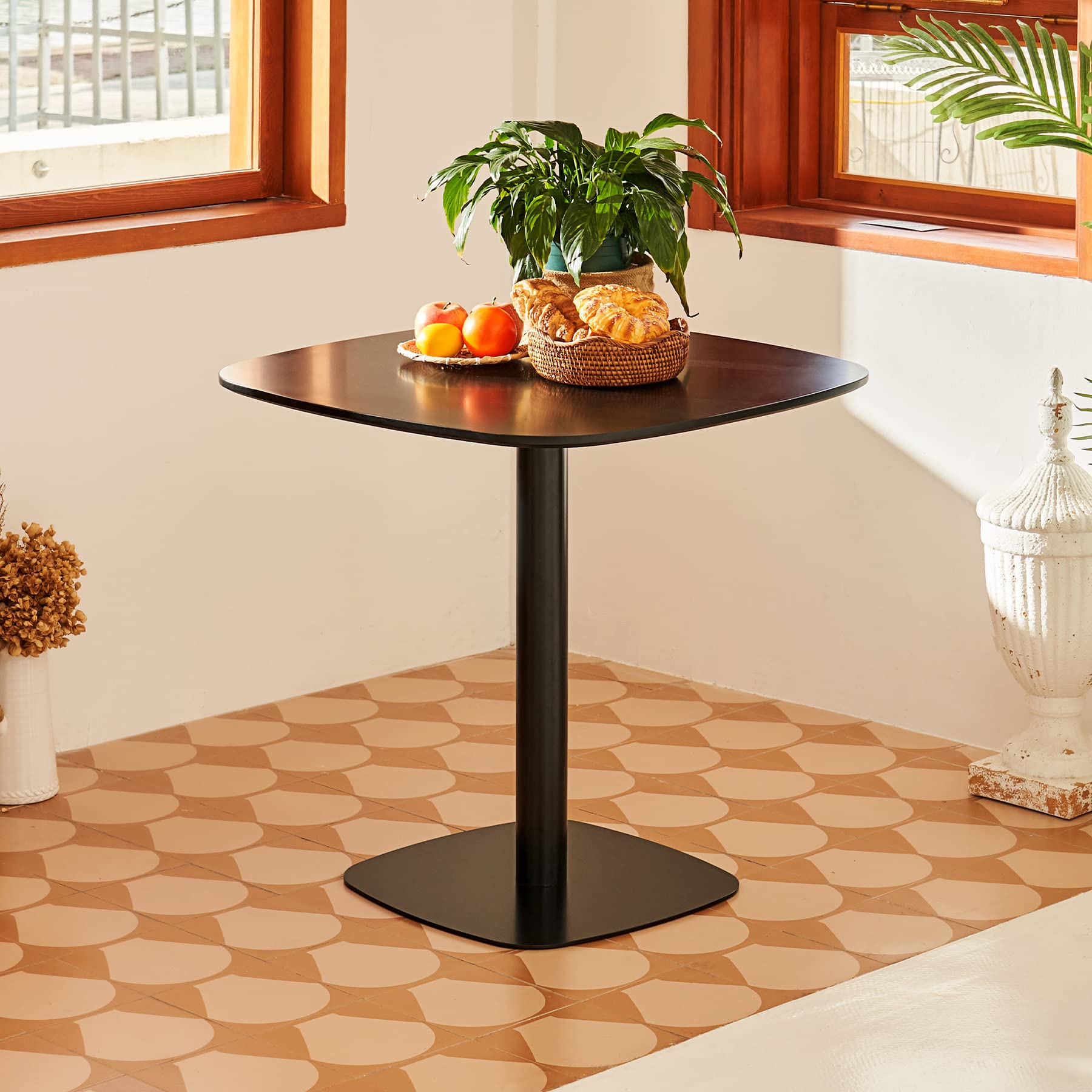 VONLUCE 32 Inch Square Modern Dining Table - MDF Top & Steel Base, Mid Century Tulip Pedestal Table for Kitchen, Living Room, Dining Room - 220lb Capacity, Black - Perfect for Small Spaces & Contemporary Home Decor