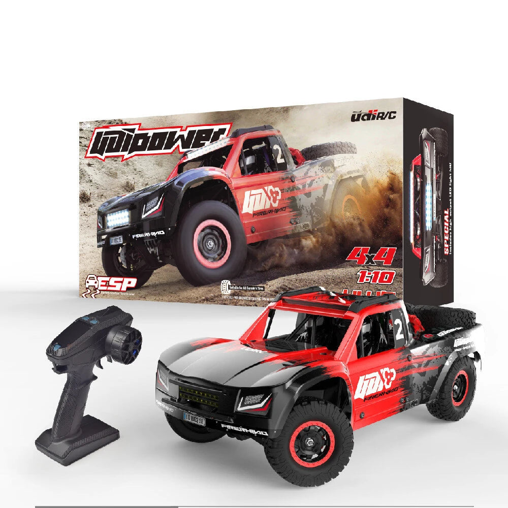 UDIRC 1002SE V2 1/10 Scale 4WD Brushless RC Truck - 60km/h High Speed, LED Lights, Gyro Stabilizer, All Terrain Off Road Remote Control Car for Adults & Kids - Perfect for Backyard Racing, Off-Road Adventures & RC Hobby Enthusiasts