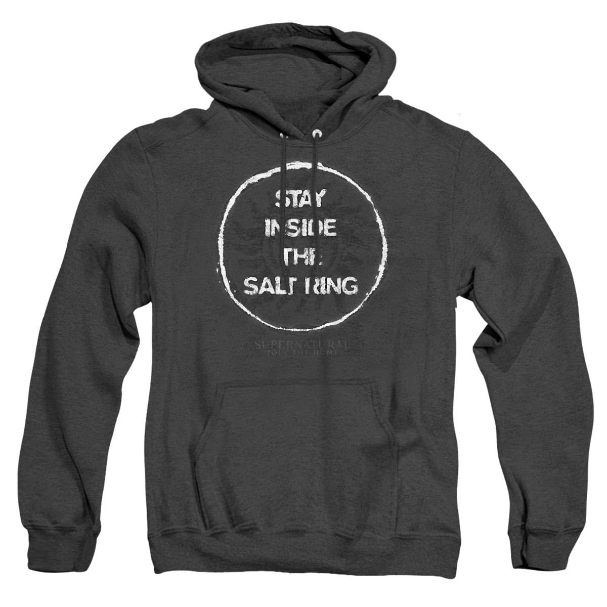 Supernatural Stay Inside The Salt Ring Unisex Hoodie - Heather Grey Pullover Sweatshirt for Men & Women | TV Show Merchandise, Cosplay & Casual Wear